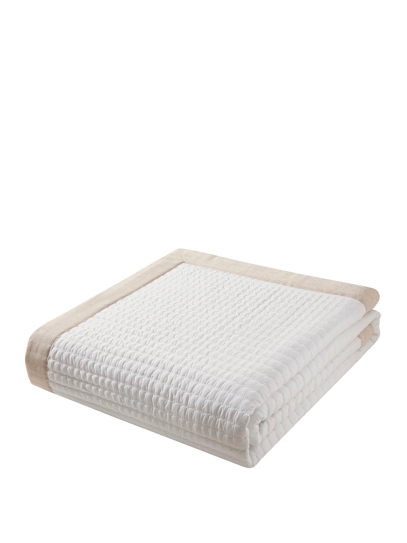Image 2 of 3 of Dusk Portobello Embroidered Linen Edge Bedspread - White/natural