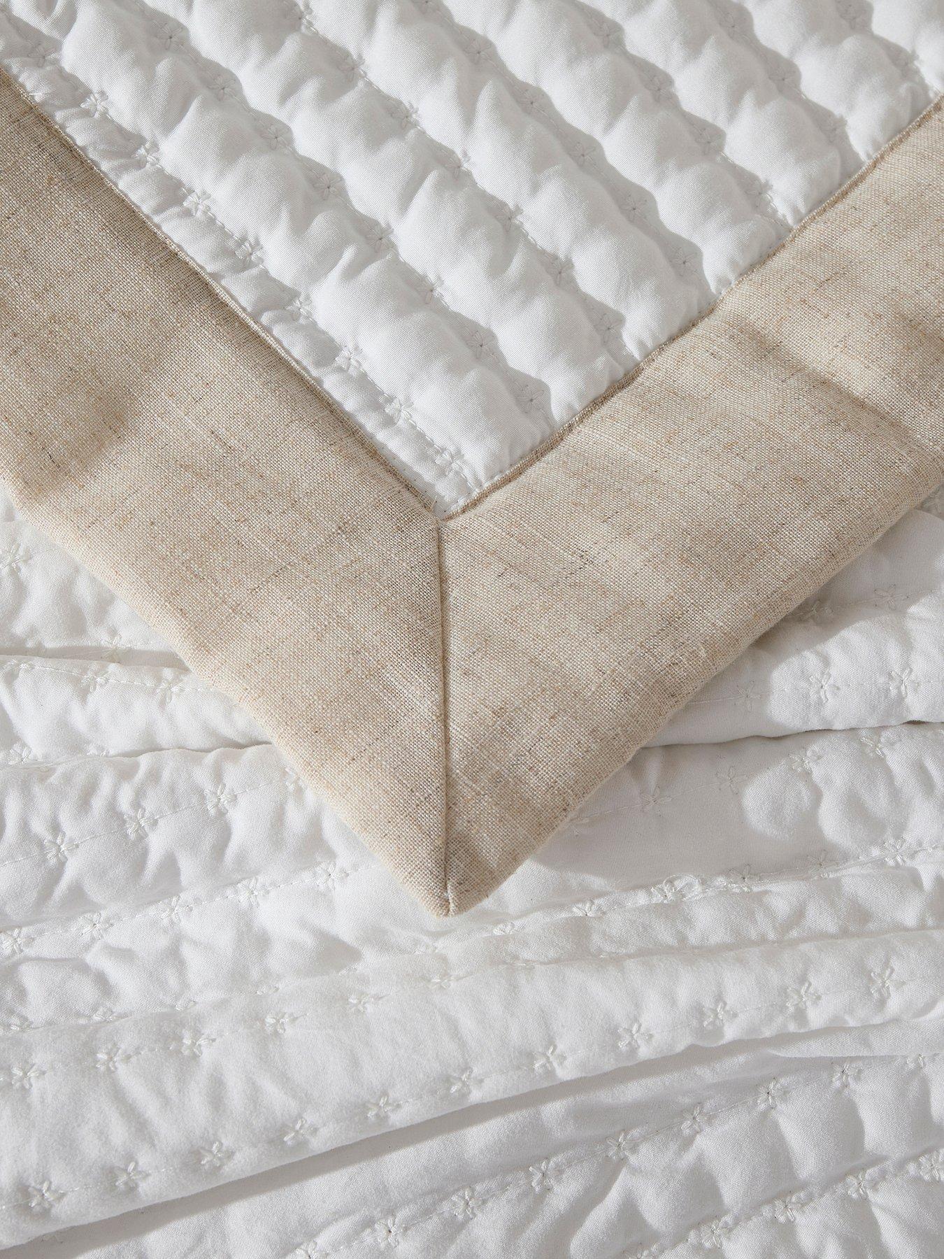 Image 3 of 3 of Dusk Portobello Embroidered Linen Edge Bedspread - White/natural