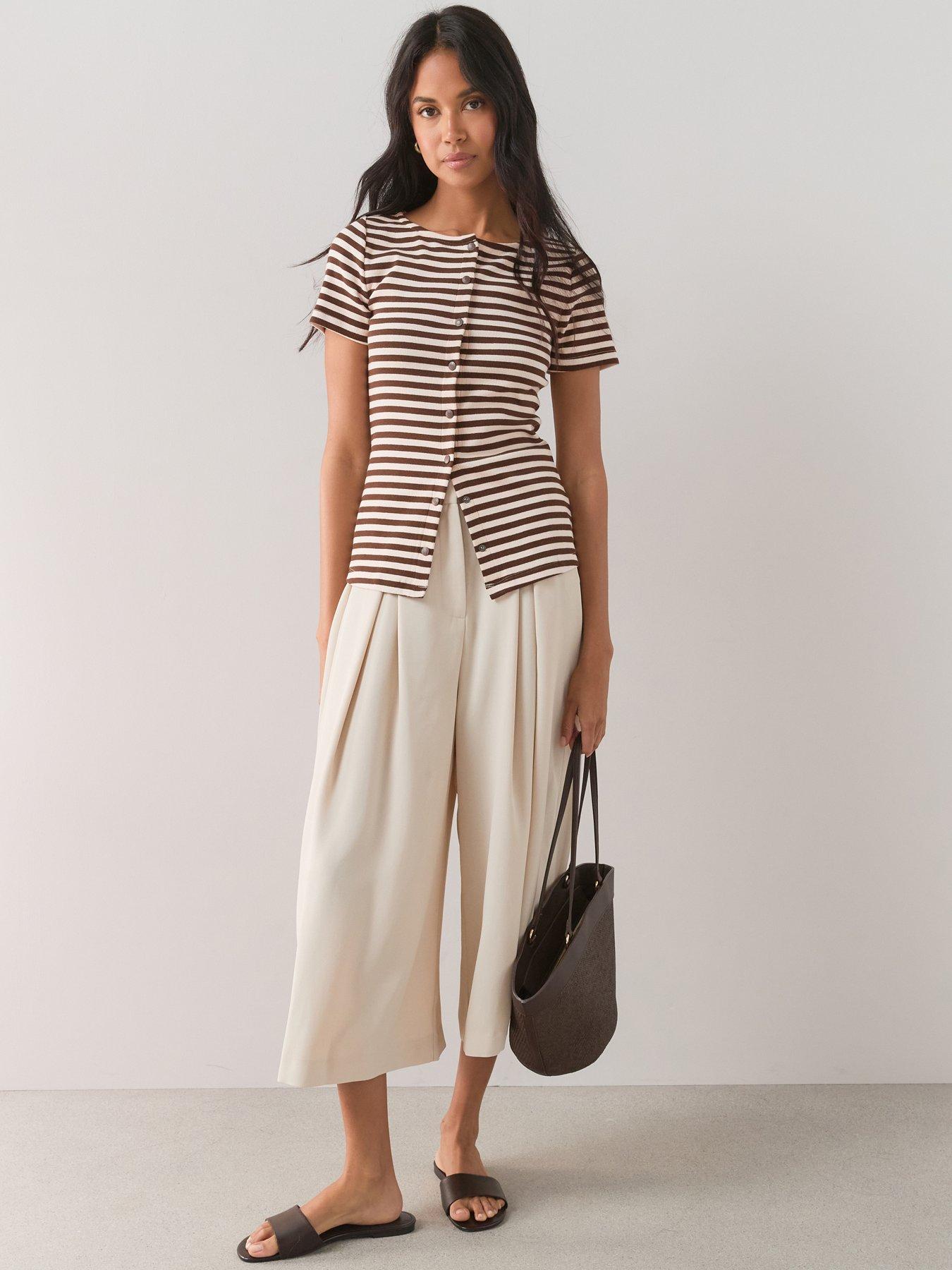 The Very Collection Stripe Popper Front Ribbed Tee