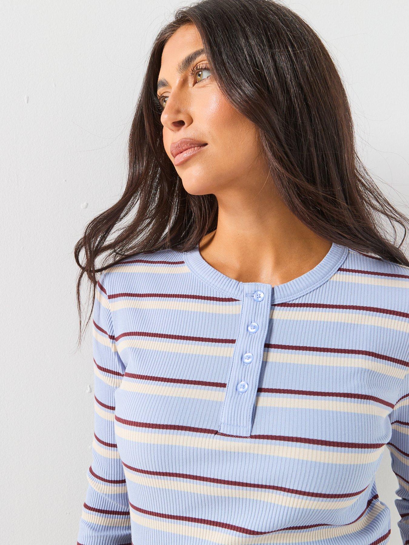 Image 4 of 5 of Vero Moda Vmkatie Long Sleeve Striped Top - Blue