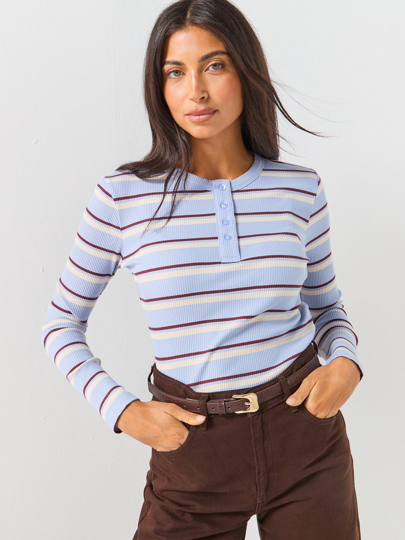 Image 5 of 5 of Vero Moda Vmkatie Long Sleeve Striped Top - Blue