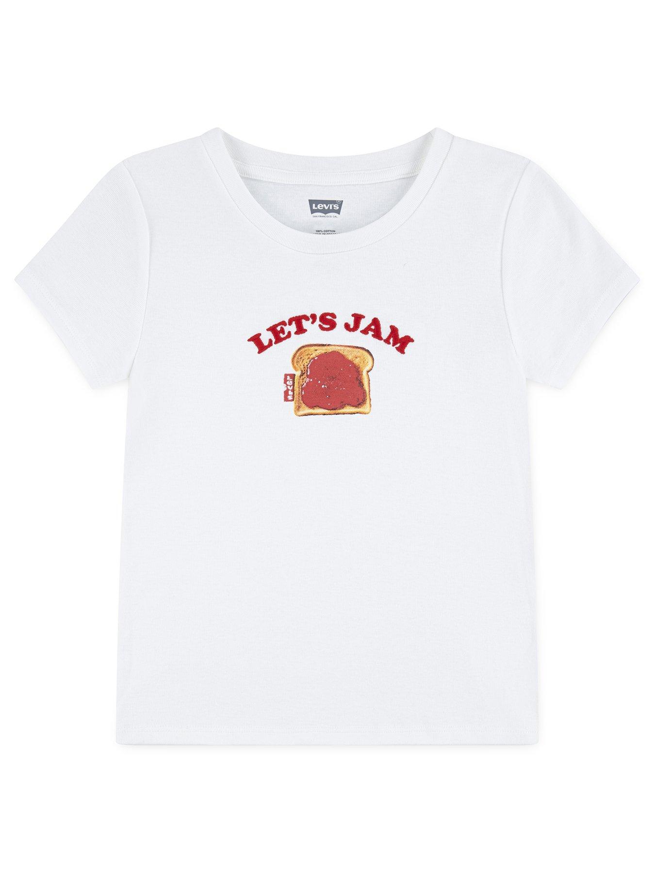 Levi's Girls Rib Meet And Greet Jam Short Sleeve T-Shirt, White, Size Age: 2 Years