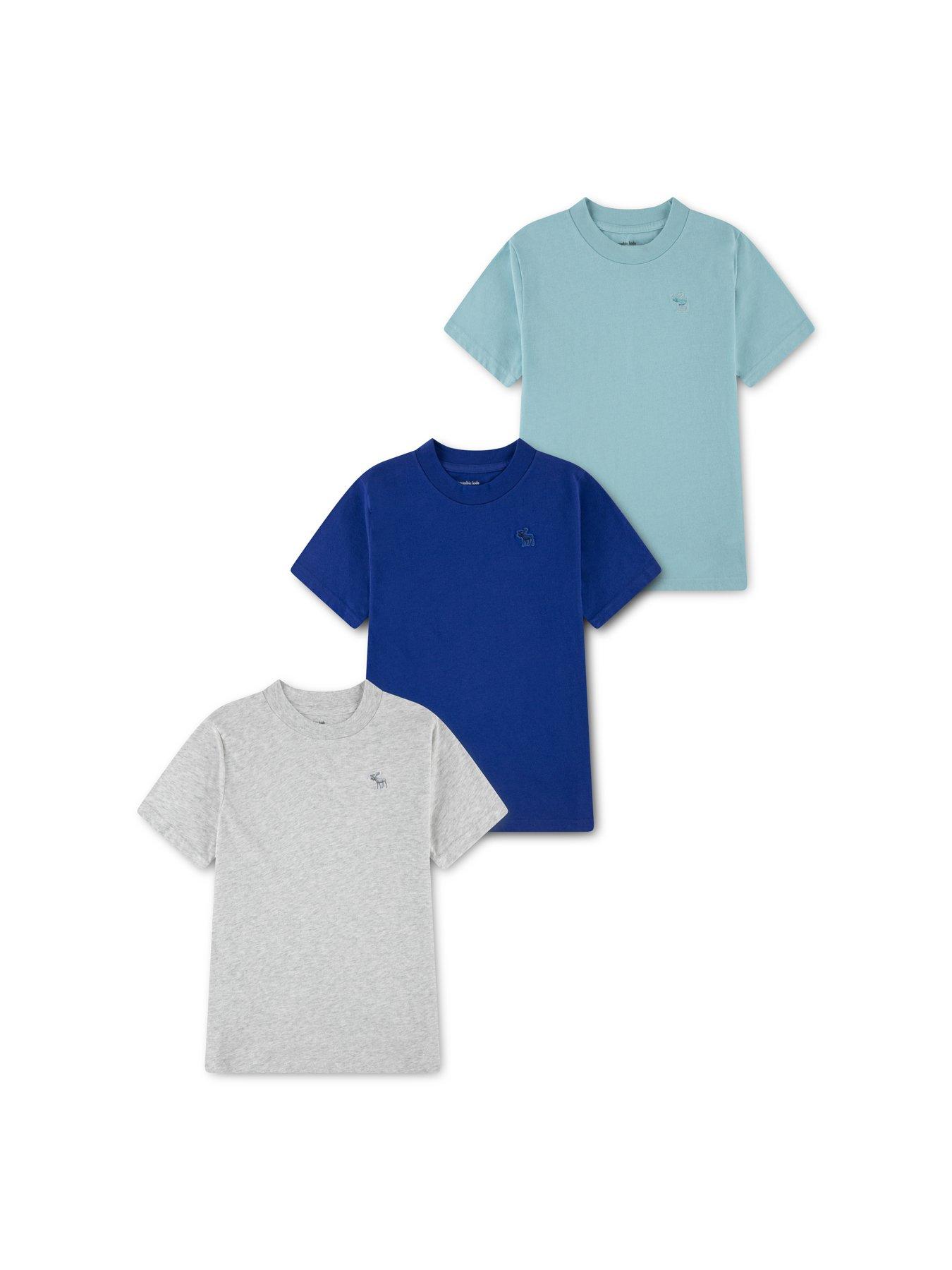 Abercrombie & Fitch Boys 3 Pack Short Sleeve T-Shirt, Grey, Size 7-8 Years