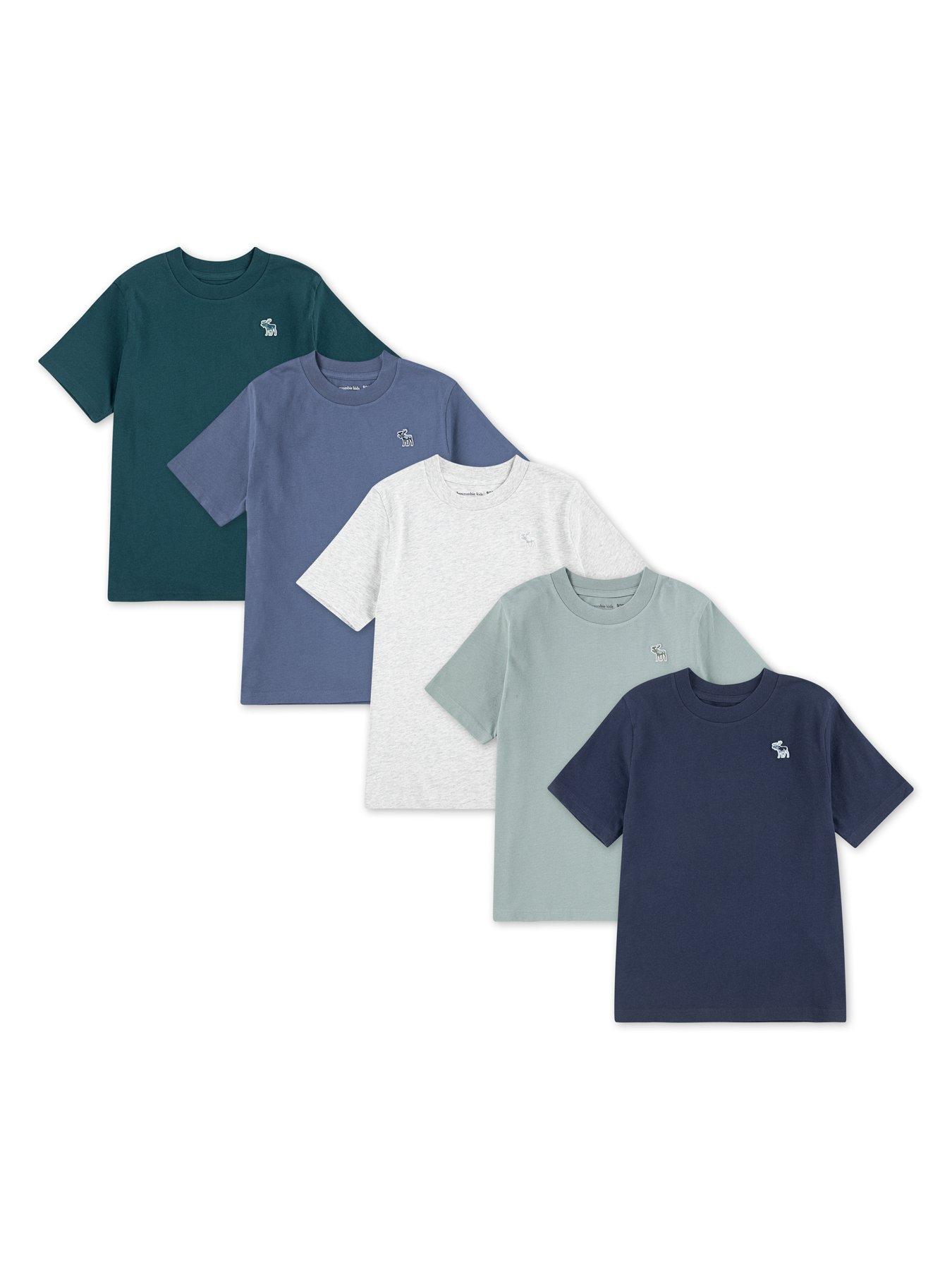 Abercrombie & Fitch Boys 5 Pack Short Sleeve T-Shirt, Blue, Size 7-8 Years