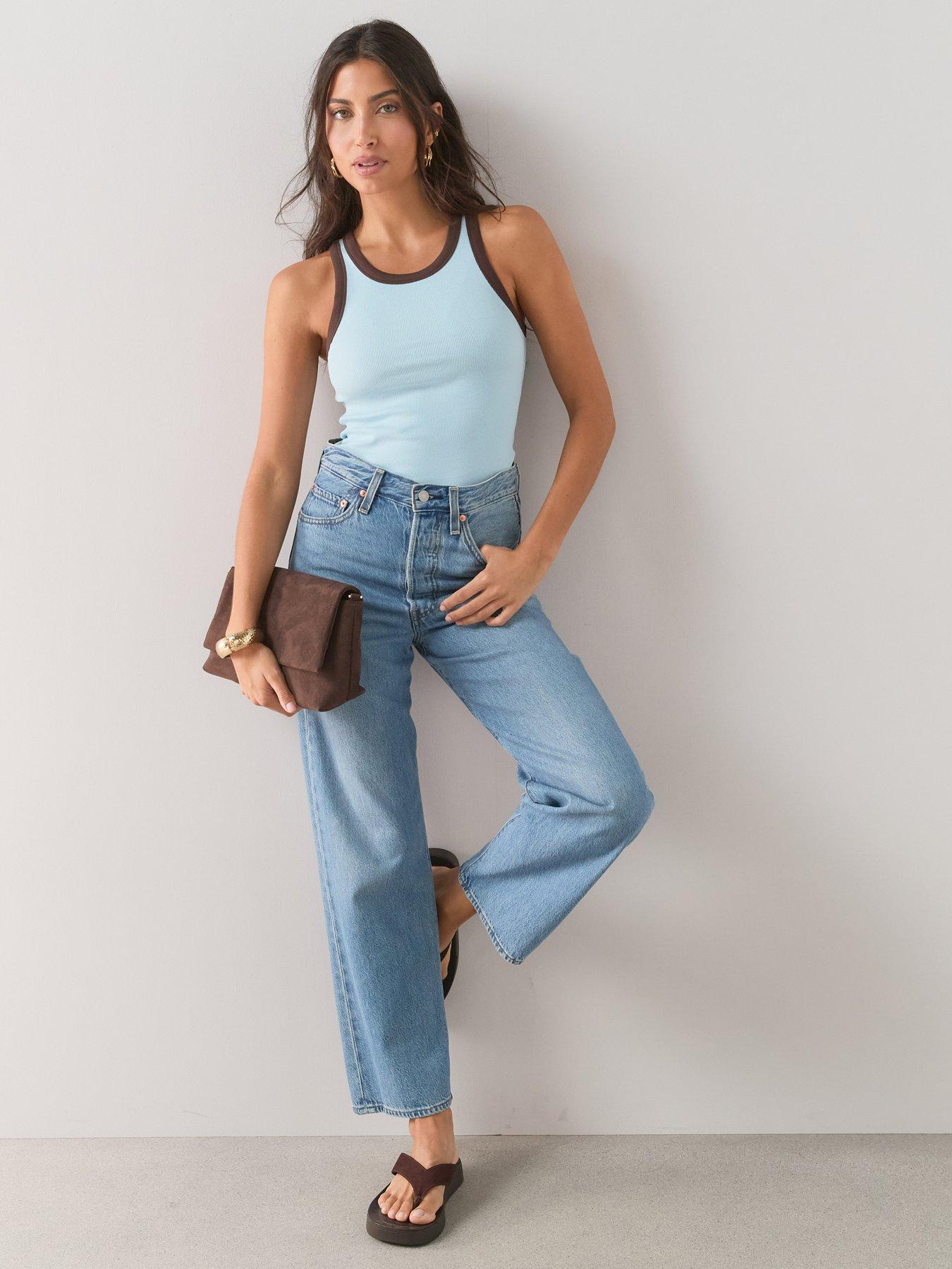The Very Collection Racer Rib Vest Contrast - Blue | Very