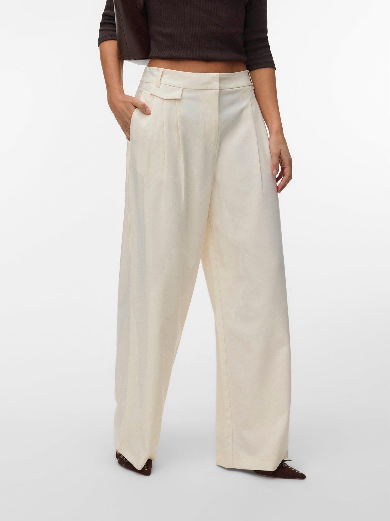 Vero Moda Vmdrea Wide Pant, Cream, Size 36, Women
