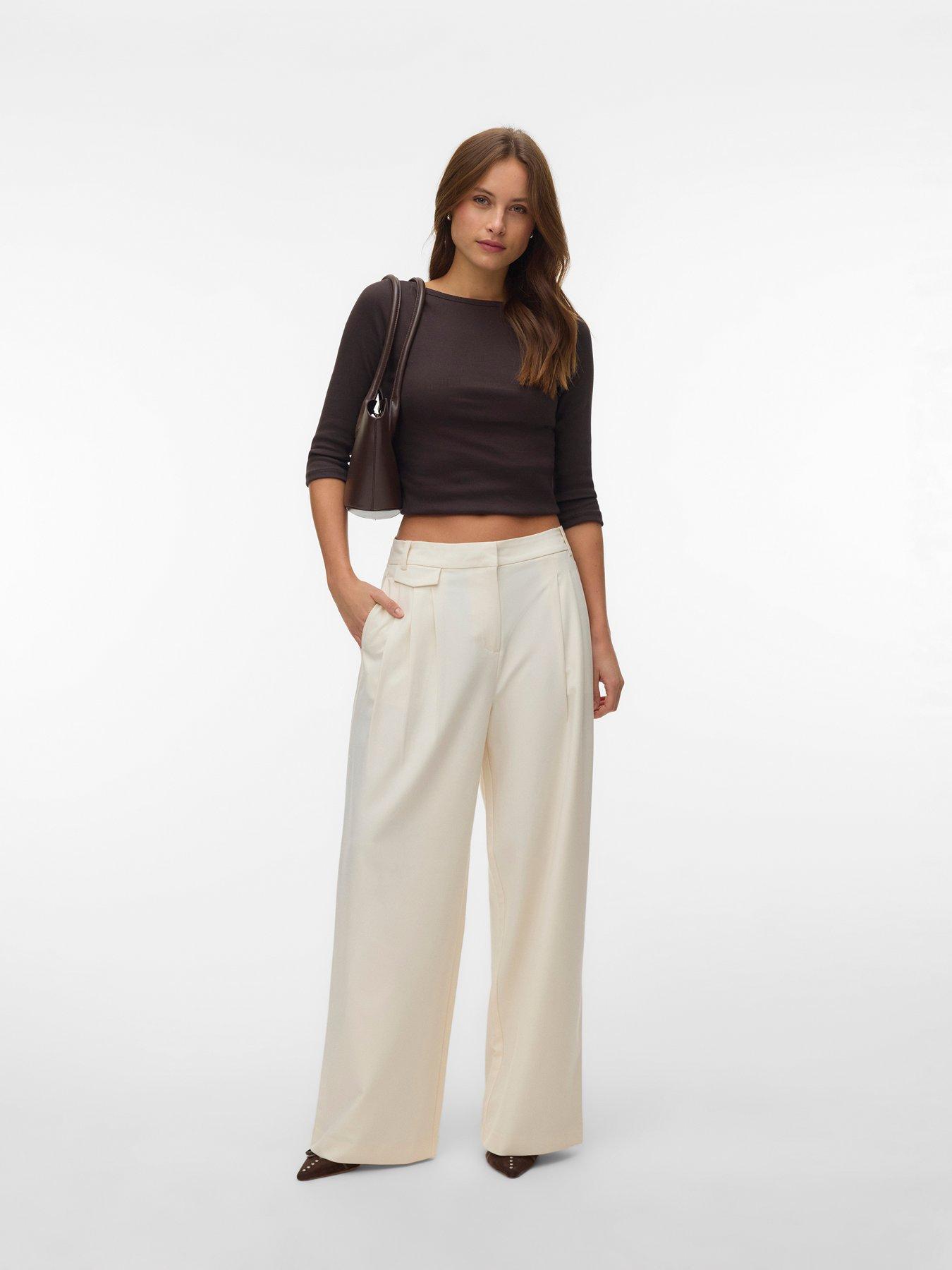 Image 3 of 4 of Vero Moda Vmdrea Wide Pant - Cream