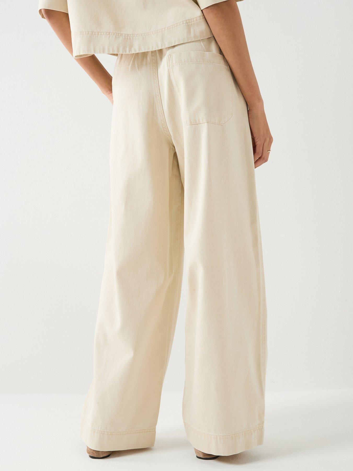 Image 2 of 6 of Only Onlmaisa Pull-Up Wide Leg Trousers - Cream