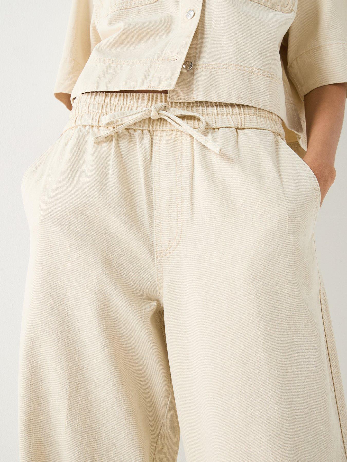 Image 6 of 6 of Only Onlmaisa Pull-Up Wide Leg Trousers - Cream