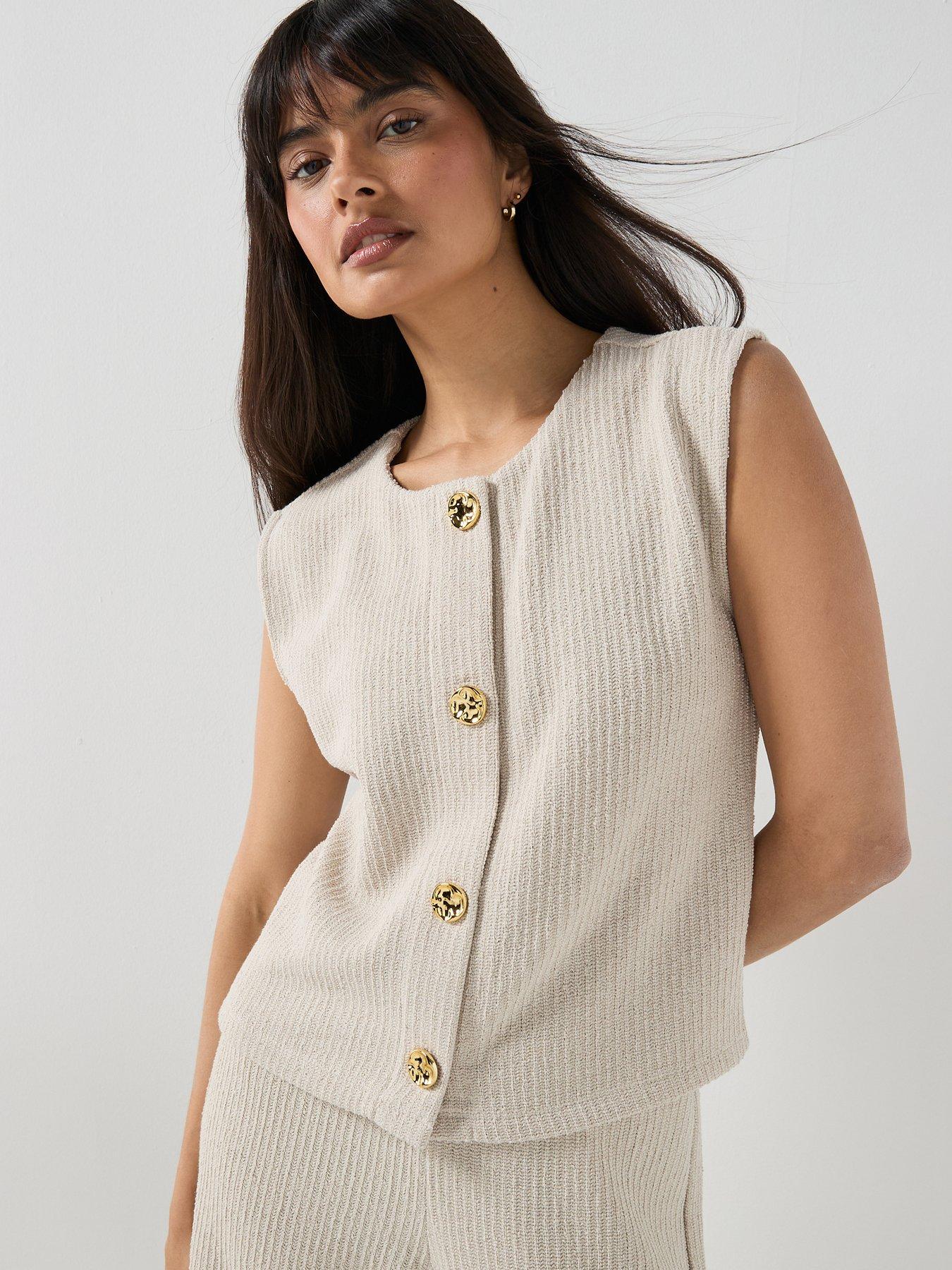 Only Onlvicki Button Vest - Pumice Stone
