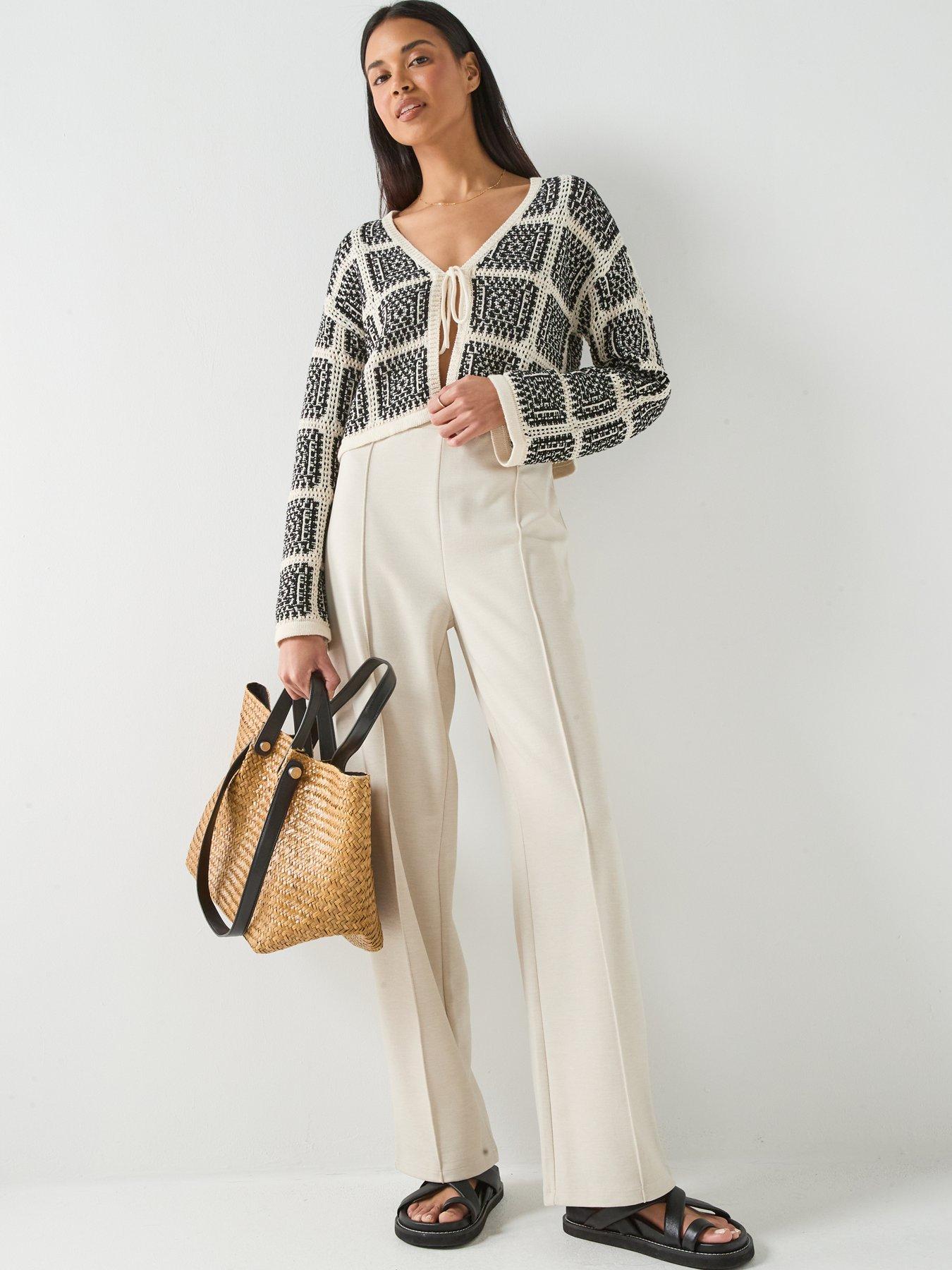 Image 3 of 5 of Only Atlas Wide Leg Trousers - Cream