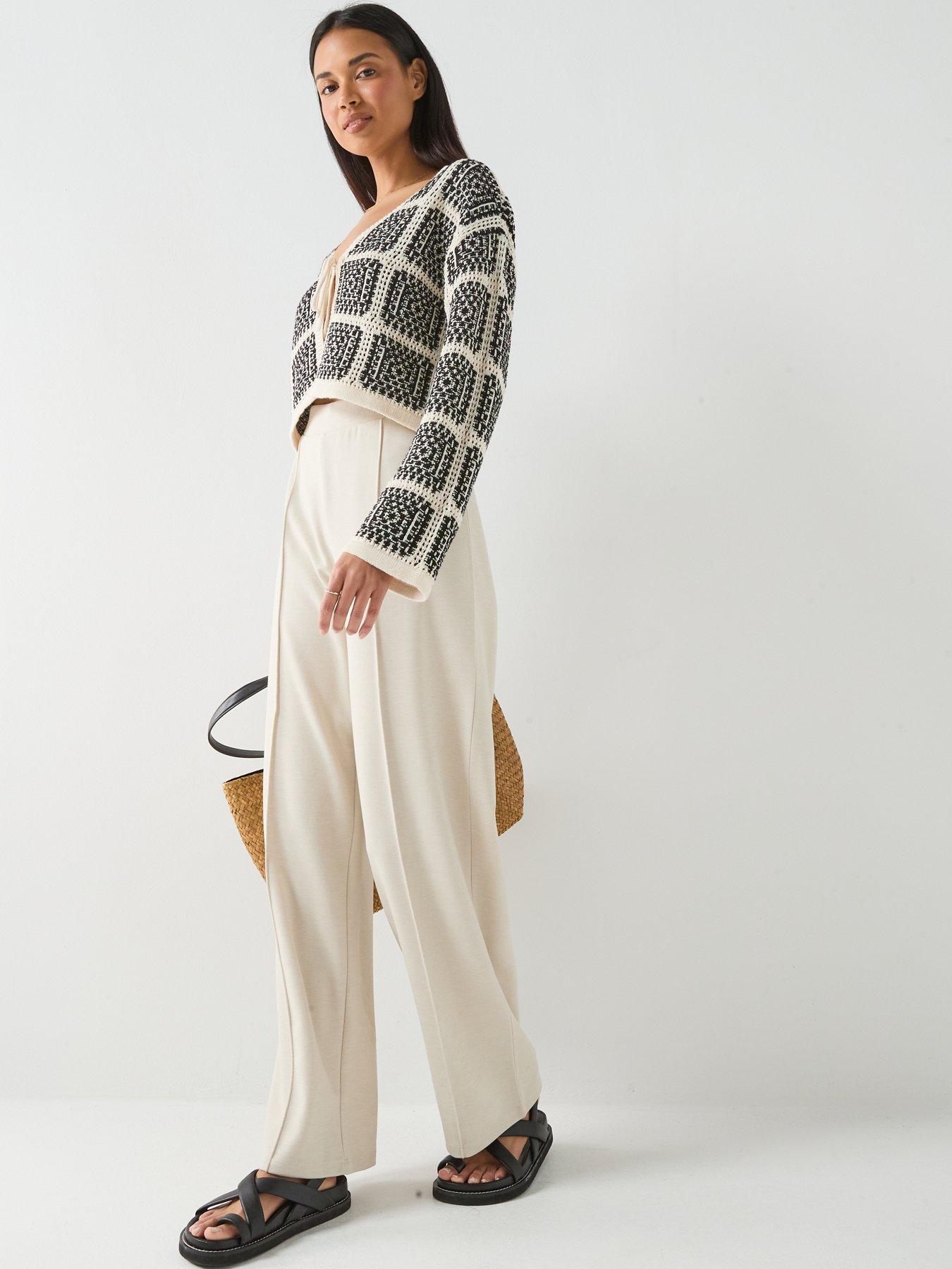 Image 5 of 5 of Only Atlas Wide Leg Trousers - Cream