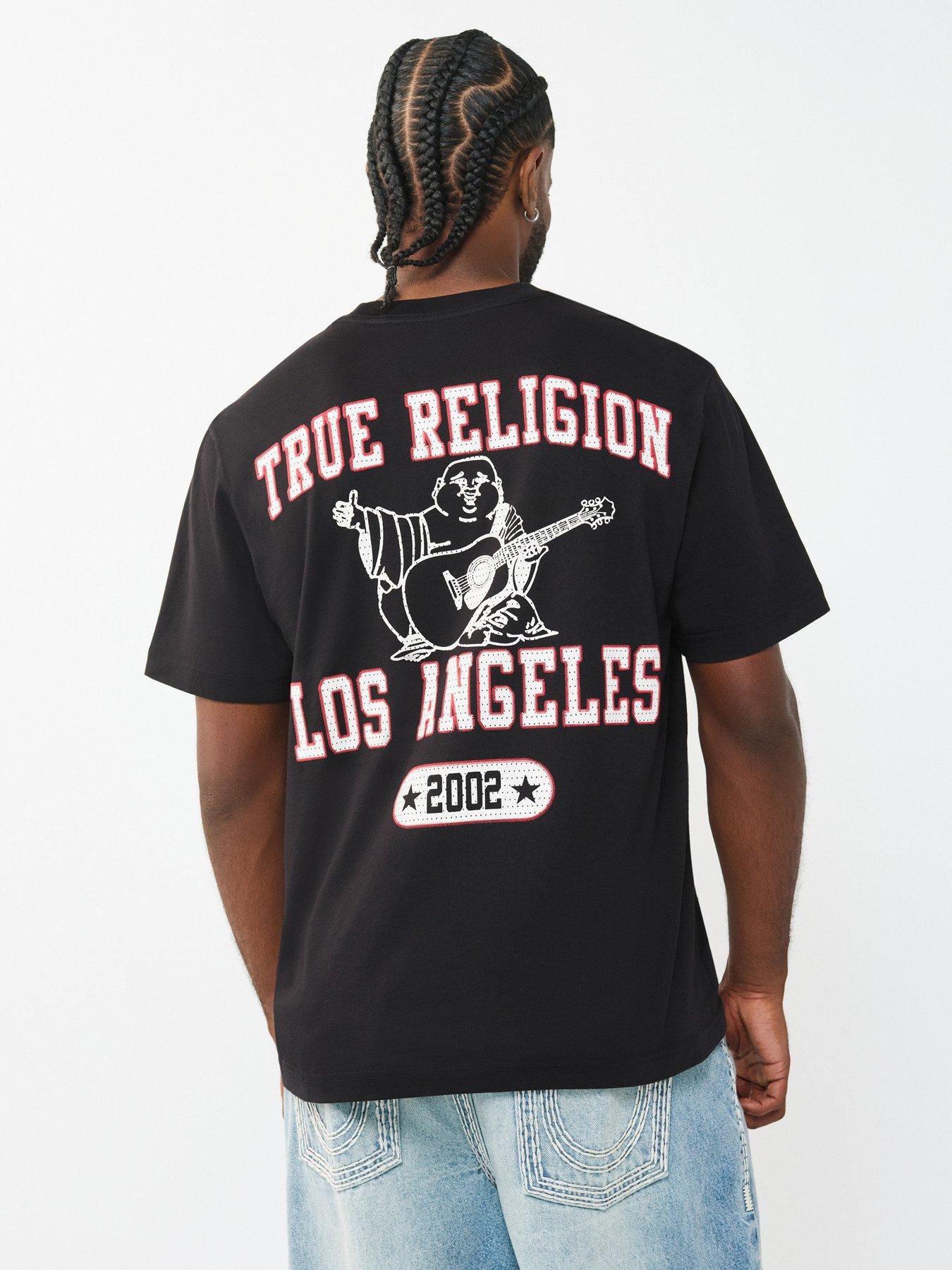 True Religion Mesh Buddha Back Graphic T-Shirt - Black