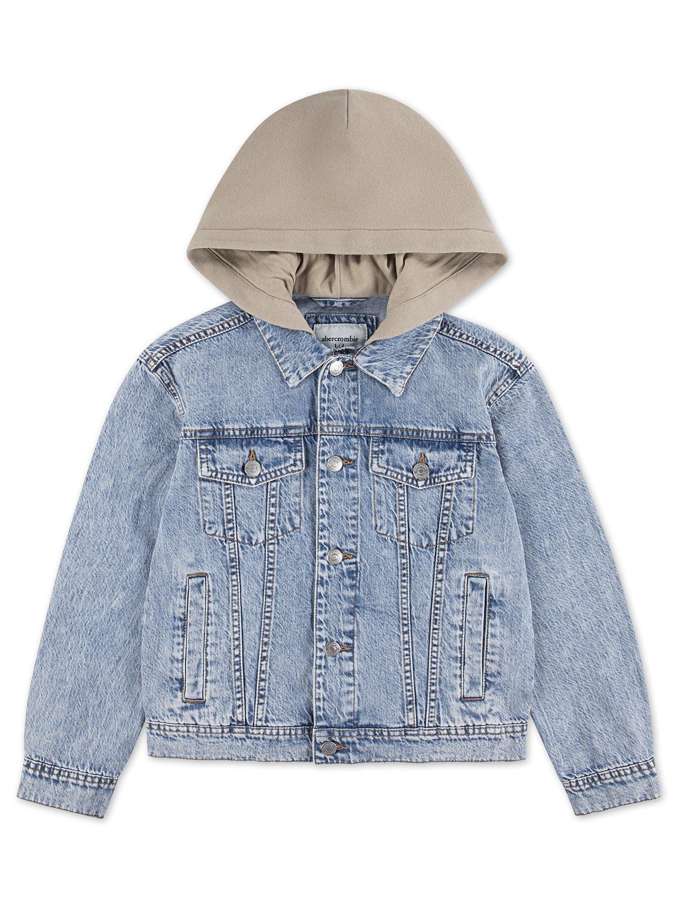 Abercrombie & Fitch Boys Hooded Denim Jacket, Blue, Size Age: 11-12 Years