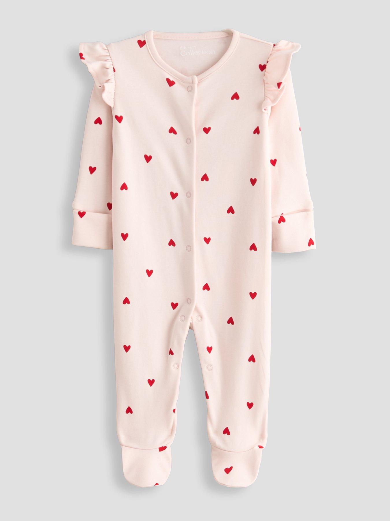 Image 2 of 5 of The Very Collection Baby Girl 3 Pack Frill Shoulder Sleepsuits (0-3 months - 18-24 months) - Red