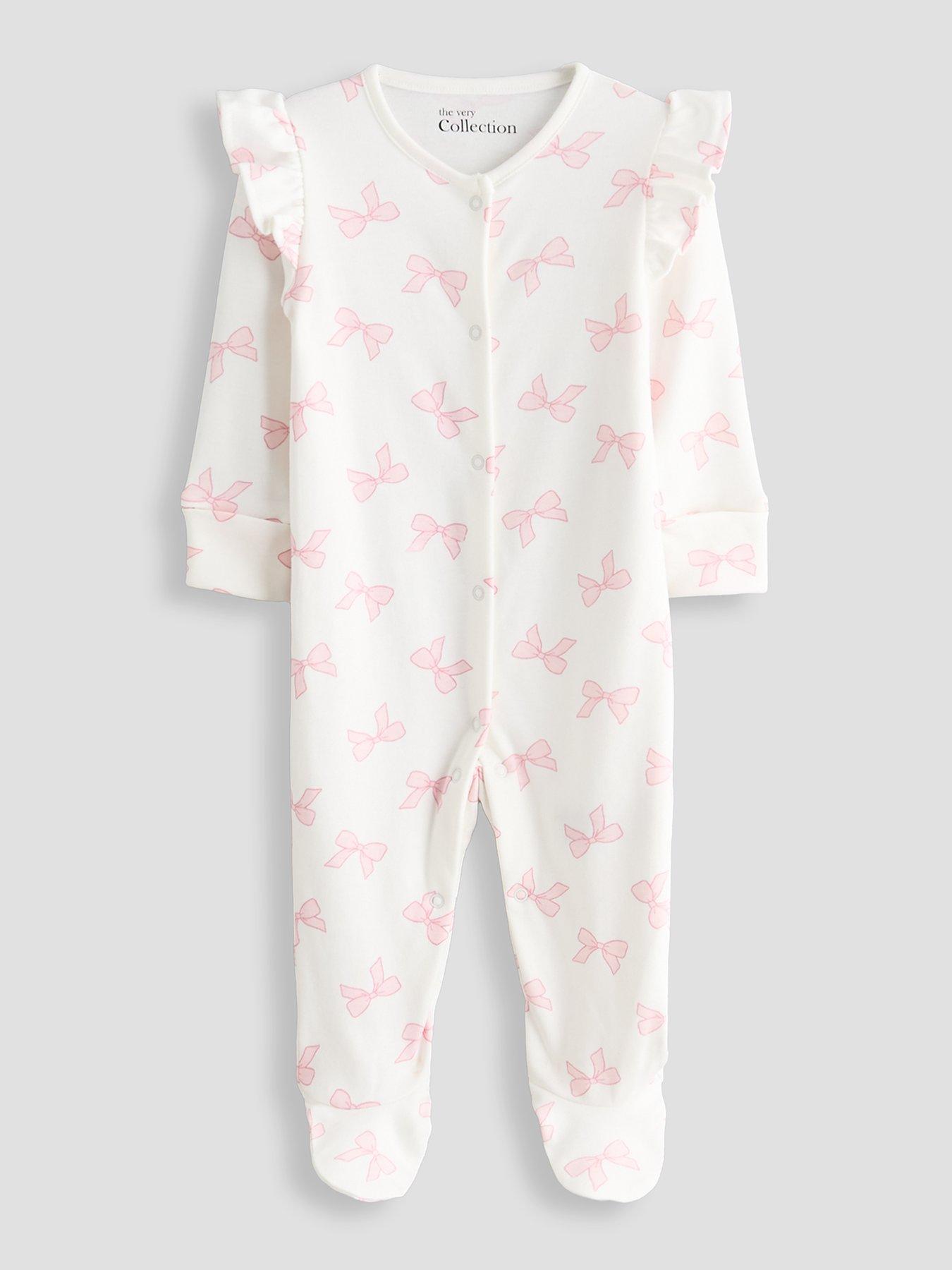 Image 3 of 5 of The Very Collection Baby Girl 3 Pack Frill Shoulder Sleepsuits (0-3 months - 18-24 months) - Red