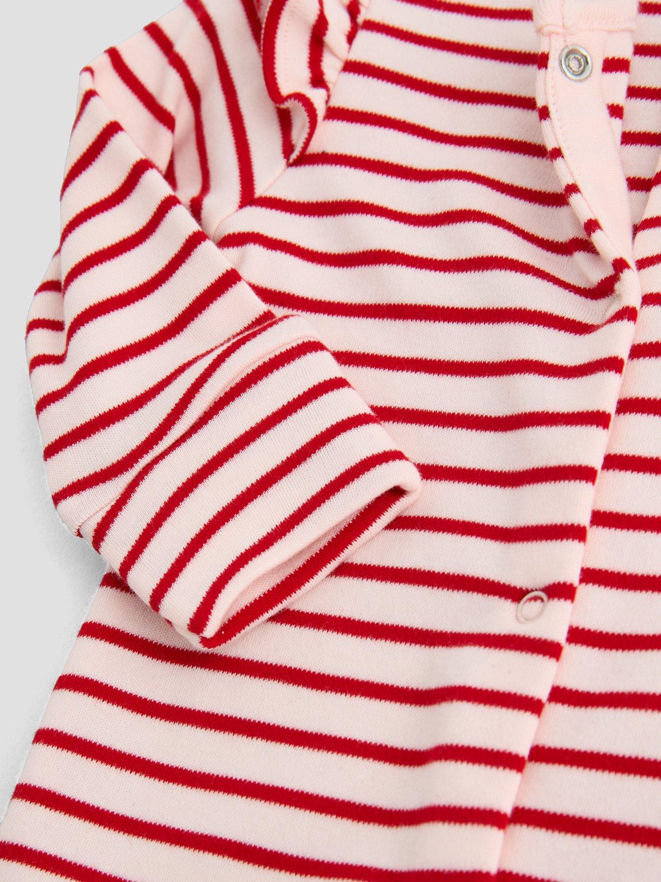 Image 5 of 5 of The Very Collection Baby Girl 3 Pack Frill Shoulder Sleepsuits (0-3 months - 18-24 months) - Red