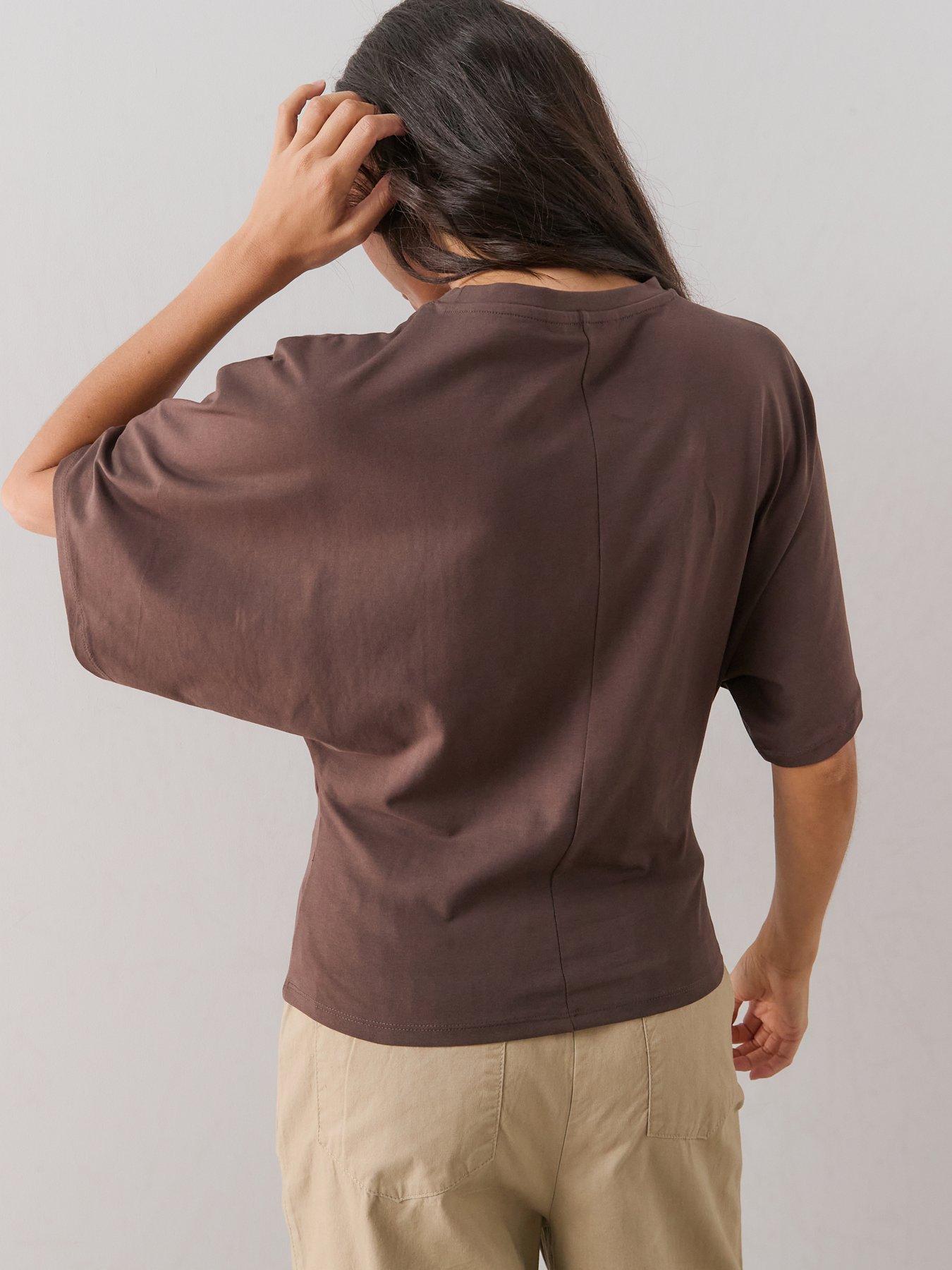 Image 2 of 7 of The Very Collection Batwing Boxy Tee - Brown
