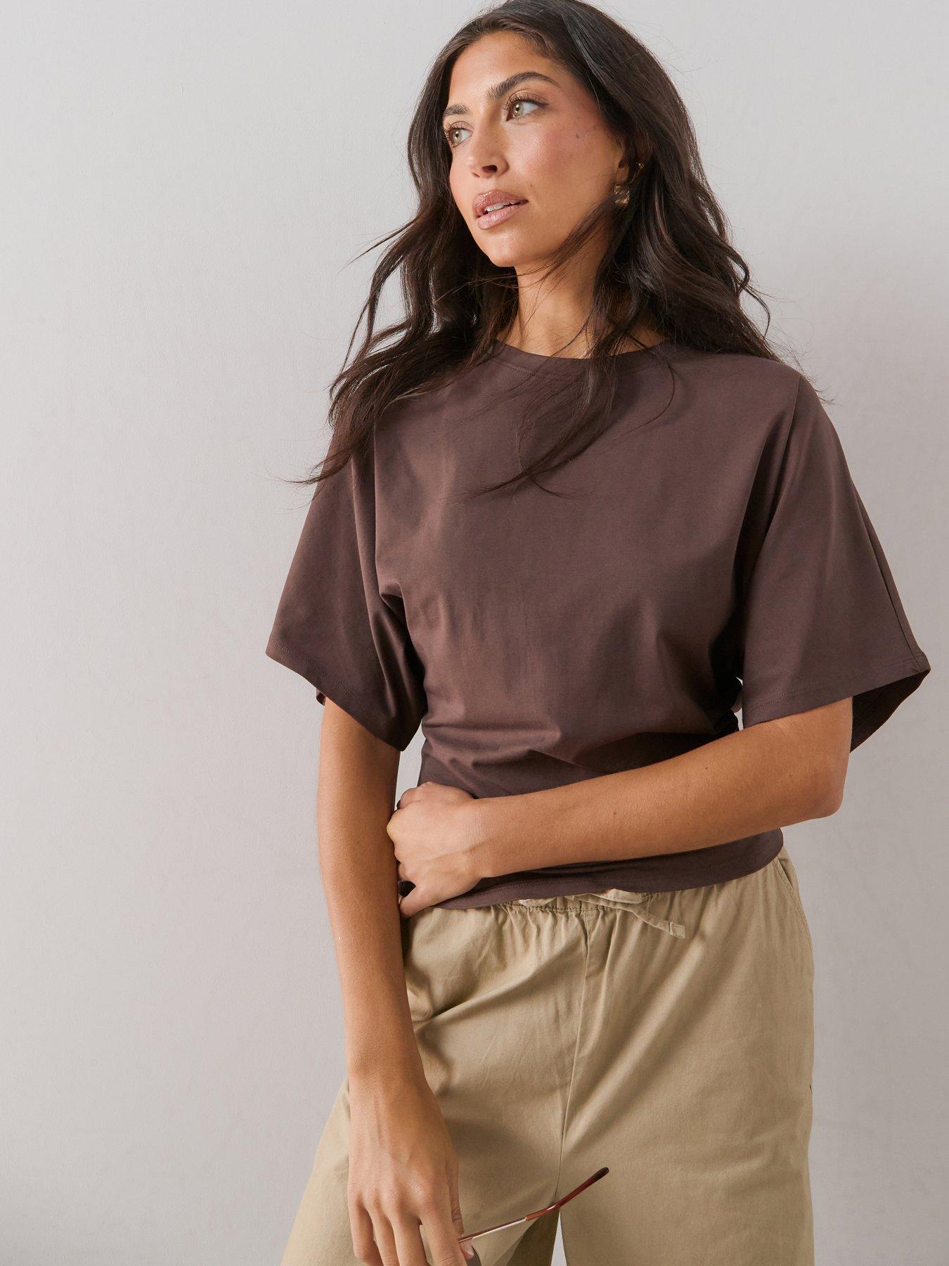 Image 3 of 7 of The Very Collection Batwing Boxy Tee - Brown
