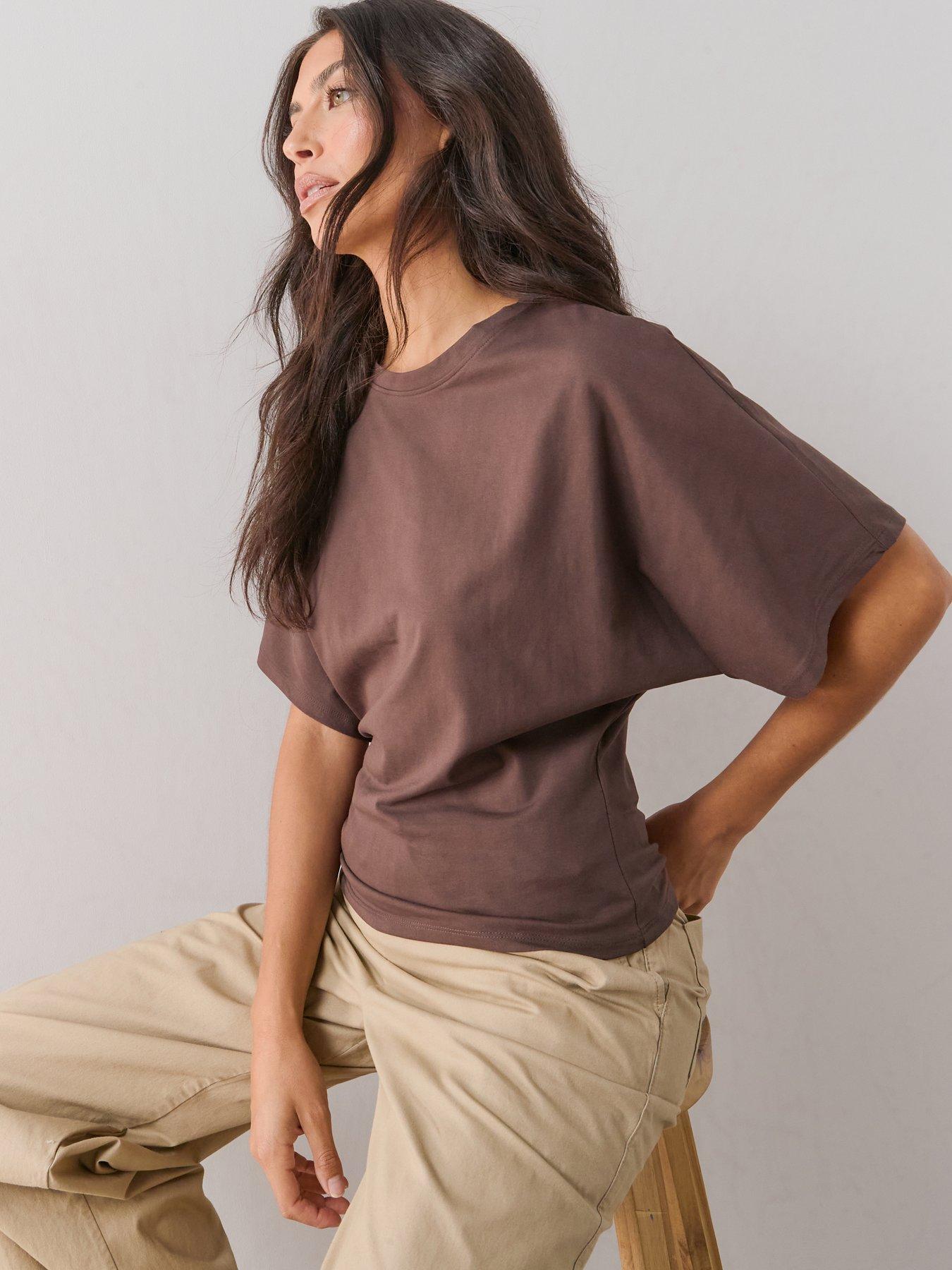 Image 4 of 7 of The Very Collection Batwing Boxy Tee - Brown