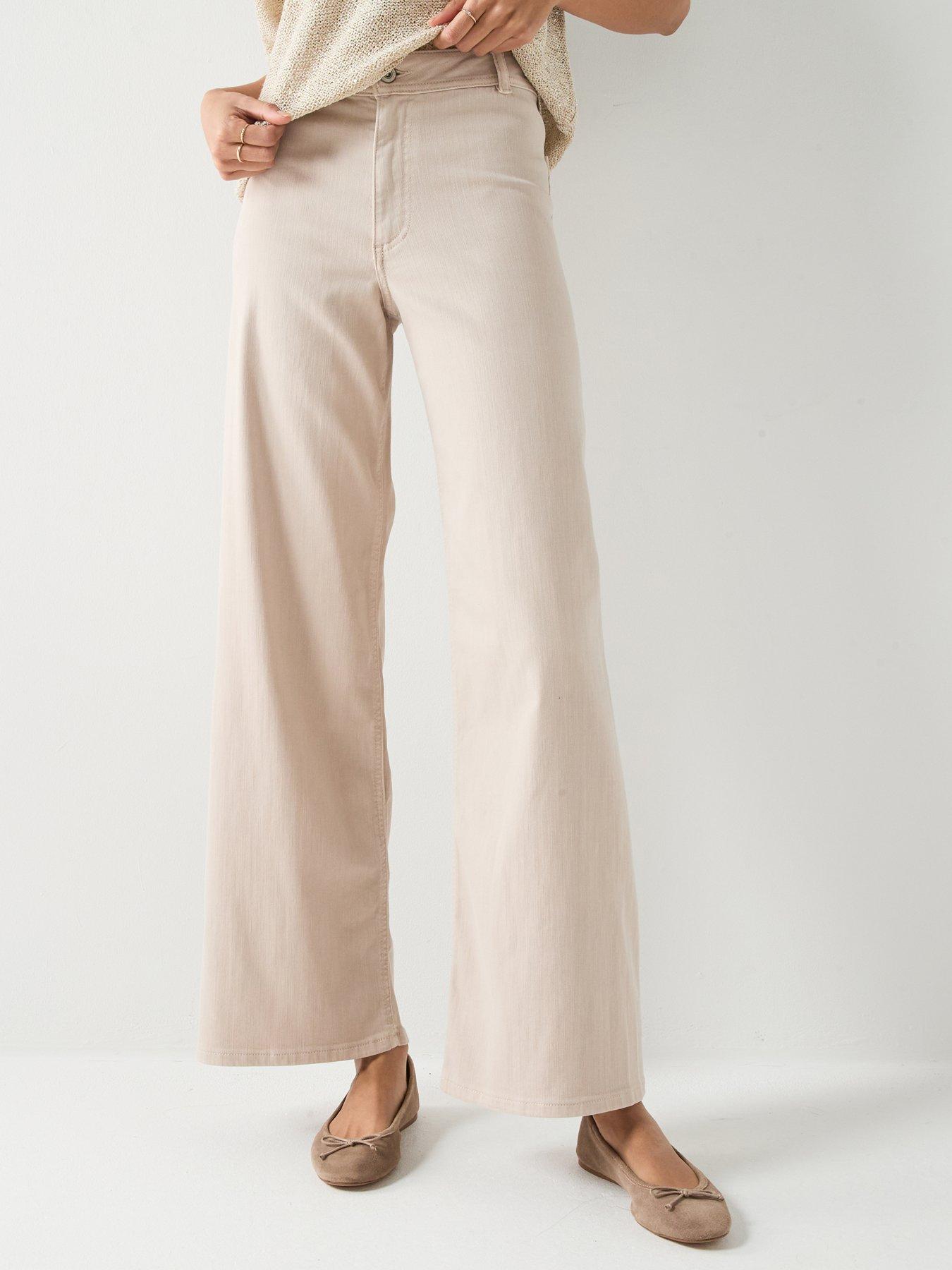 JDY Wide Leg Stretch Pants, Grey, Size M, Women