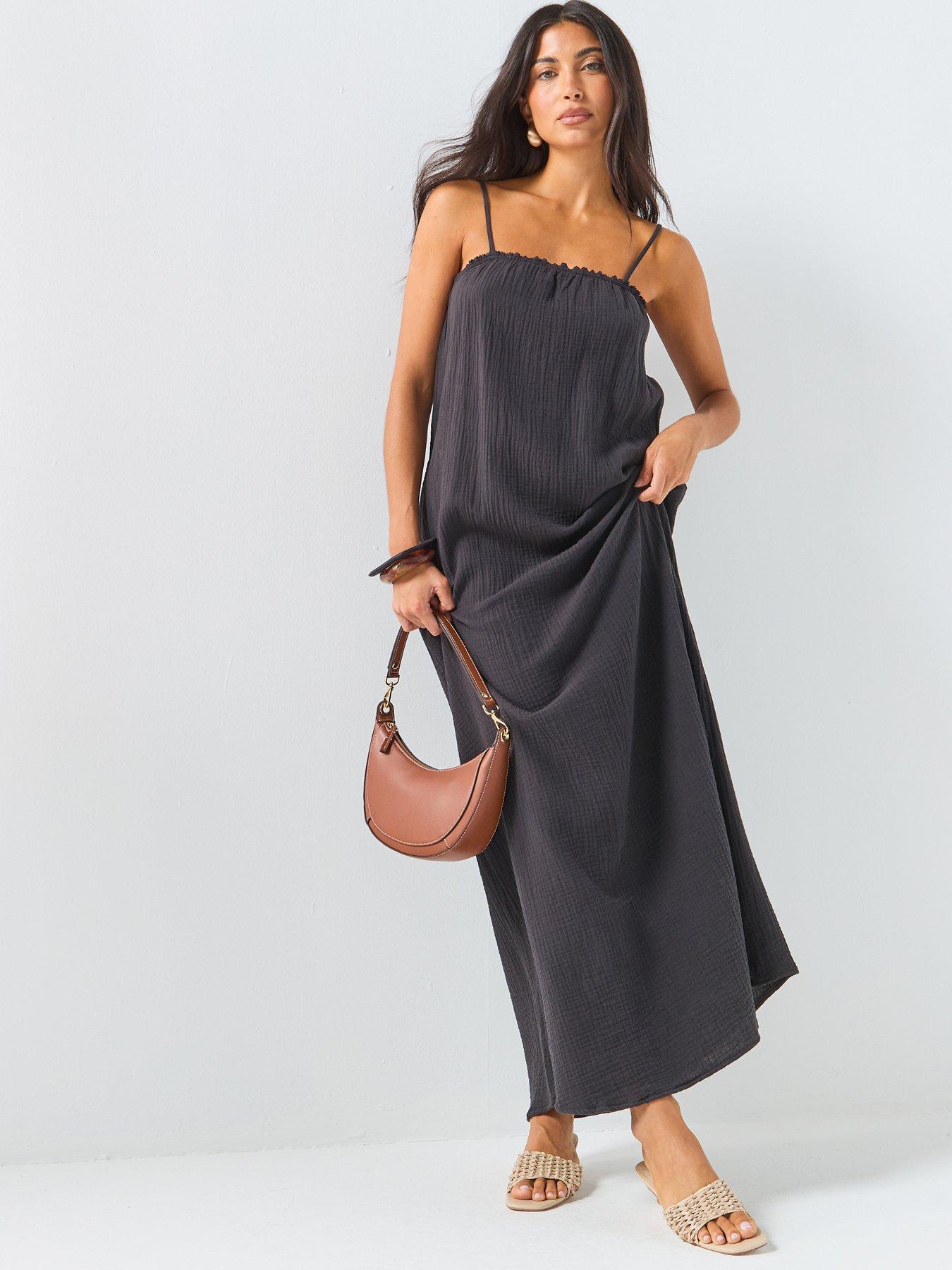 JDY Cheesecloth Maxi Dress - Washed Black