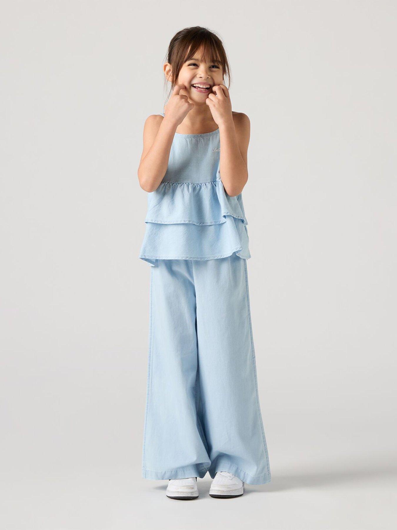 Image 1 of 6 of Levi's Girls Tiered Tank Top And Pant Set - Blue