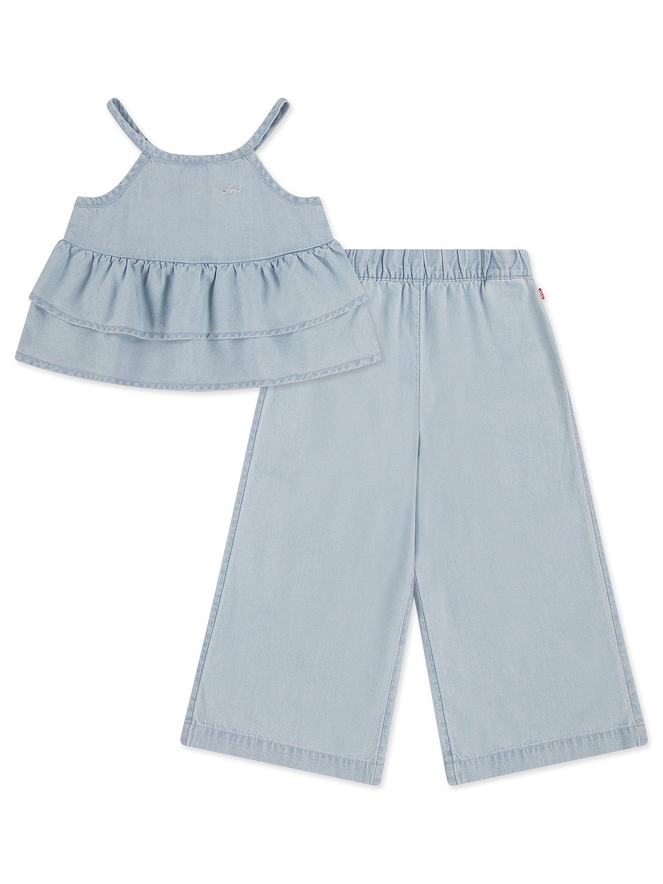 Image 2 of 6 of Levi's Girls Tiered Tank Top And Pant Set - Blue