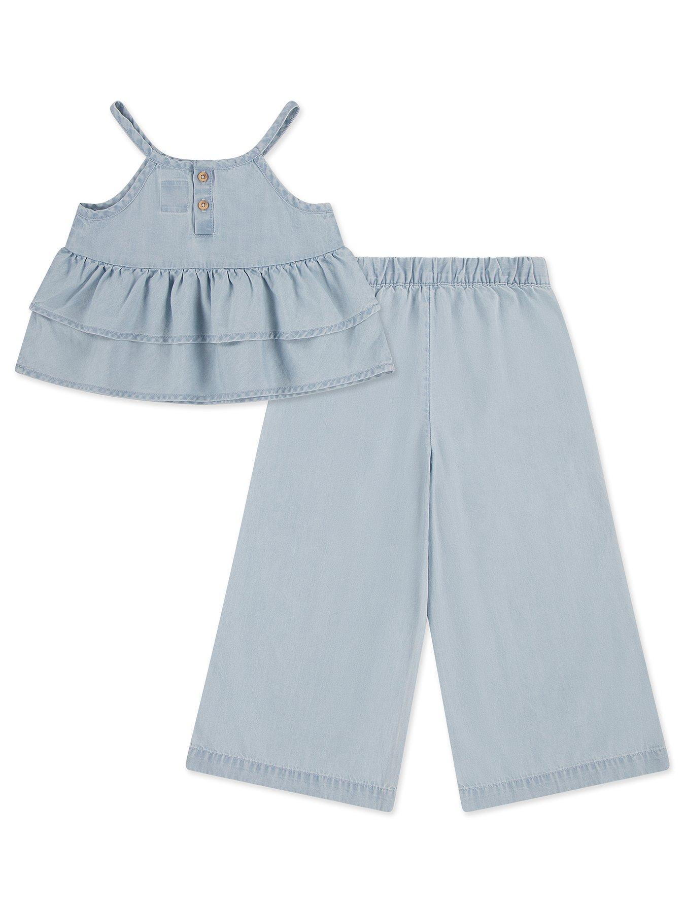 Image 3 of 6 of Levi's Girls Tiered Tank Top And Pant Set - Blue