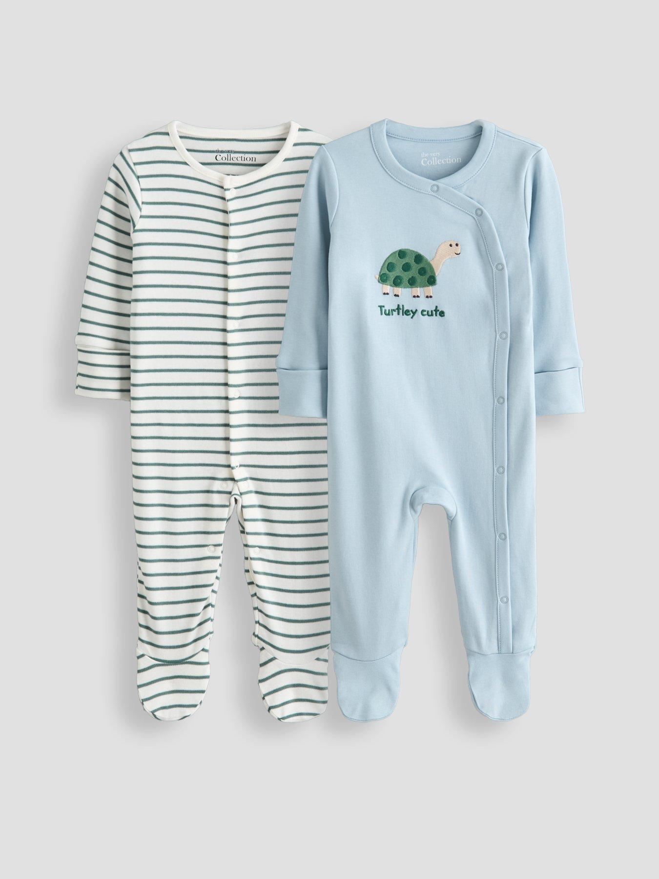 Image 1 of 5 of The Very Collection Baby Boys 3 Pack Sea Life Stripe Sleepsuit (0-3 months - 18-24 months) - Blue