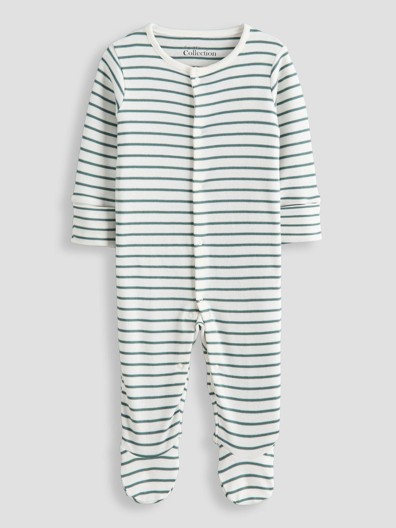 Image 3 of 5 of The Very Collection Baby Boys 3 Pack Sea Life Stripe Sleepsuit (0-3 months - 18-24 months) - Blue