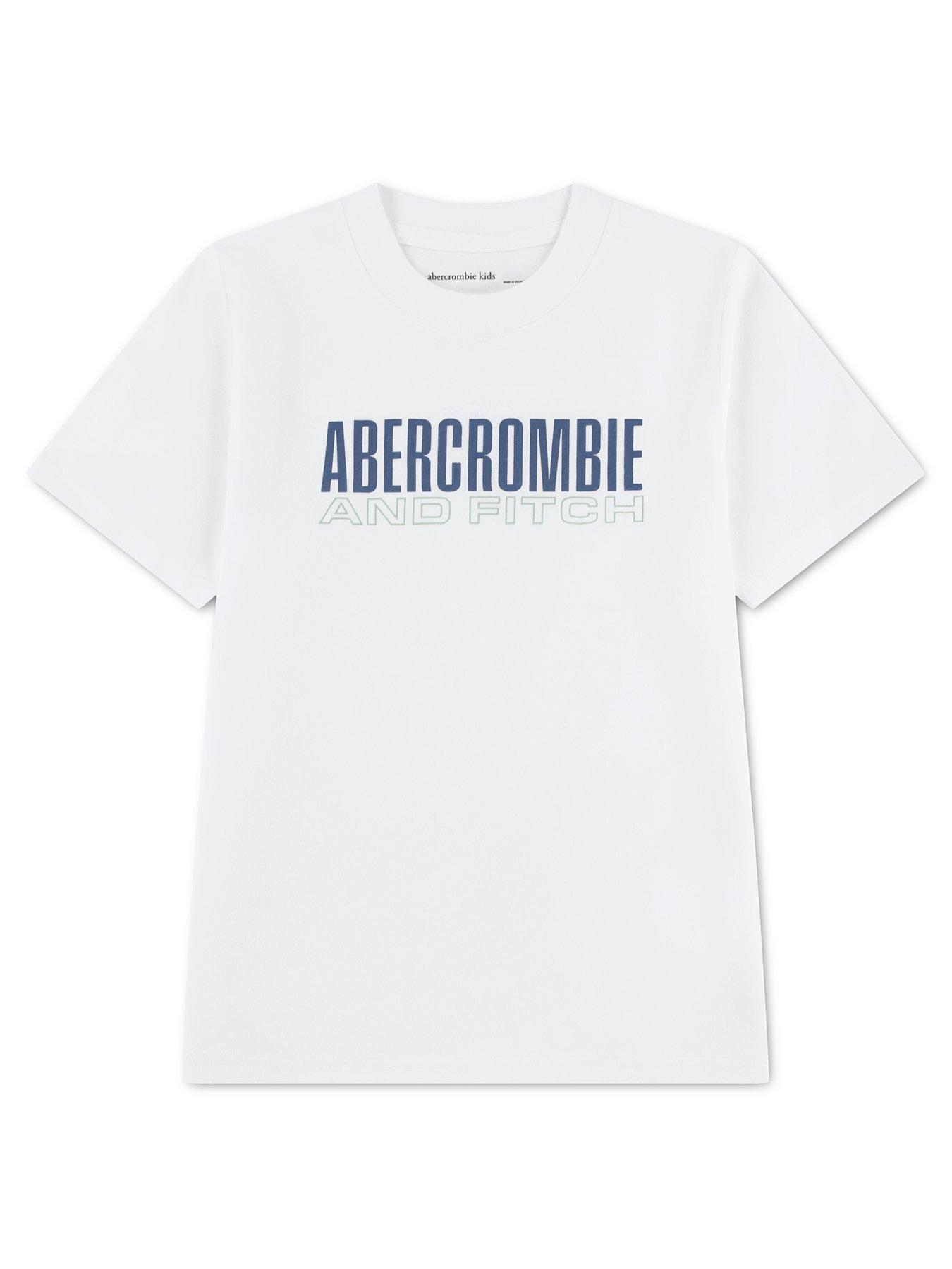 Abercrombie & Fitch Boys Brick Type Short Sleeve T-Shirt, White, Size 11-12 Years