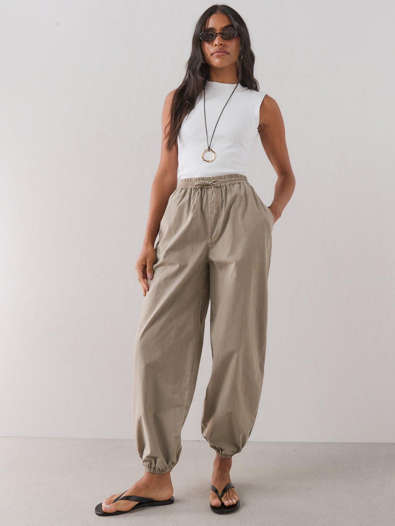 Image 1 of 7 of The Very Collection Cotton Balloon Leg Trousers - Taupe