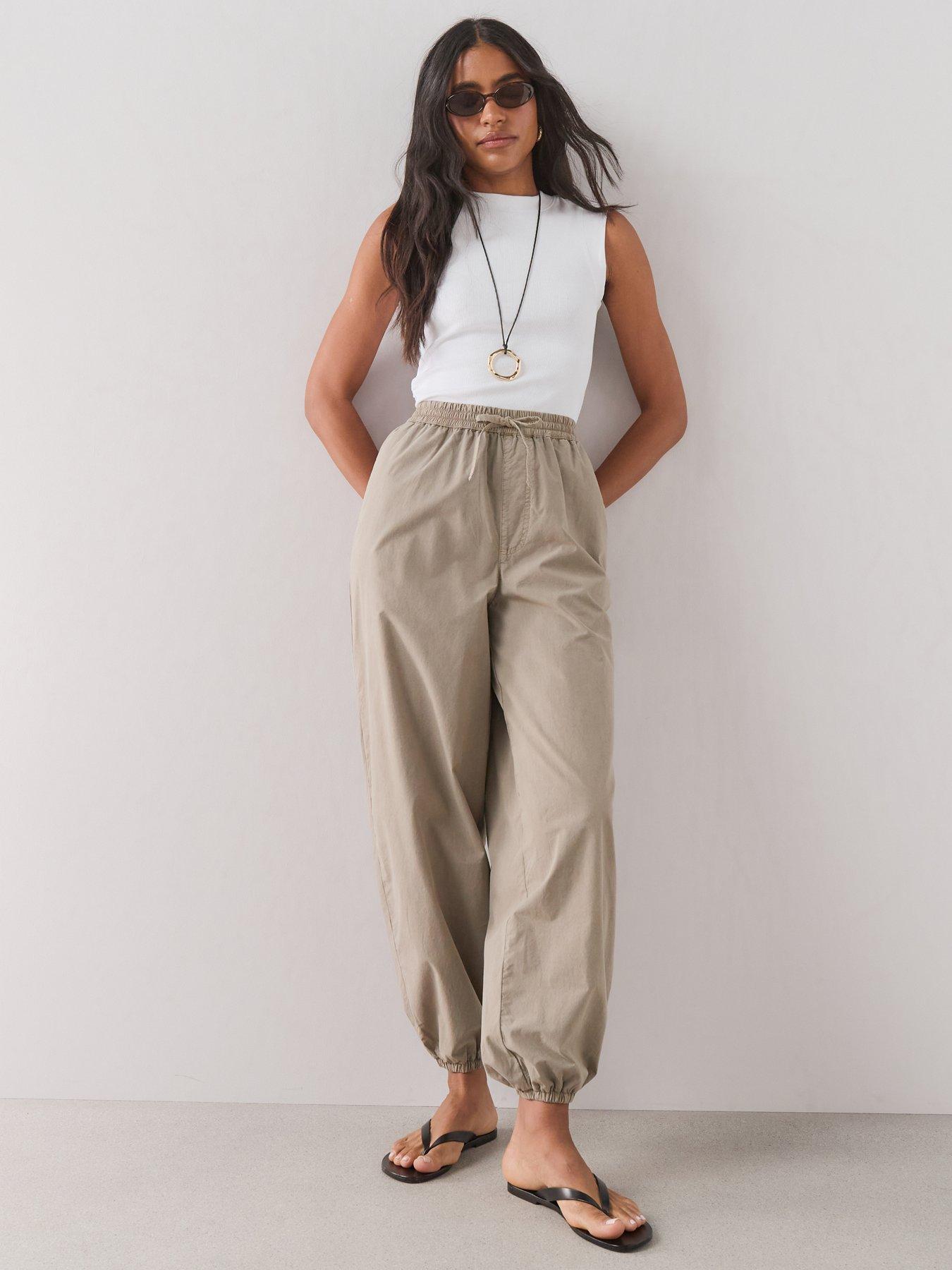 Image 3 of 7 of The Very Collection Cotton Balloon Leg Trousers - Taupe