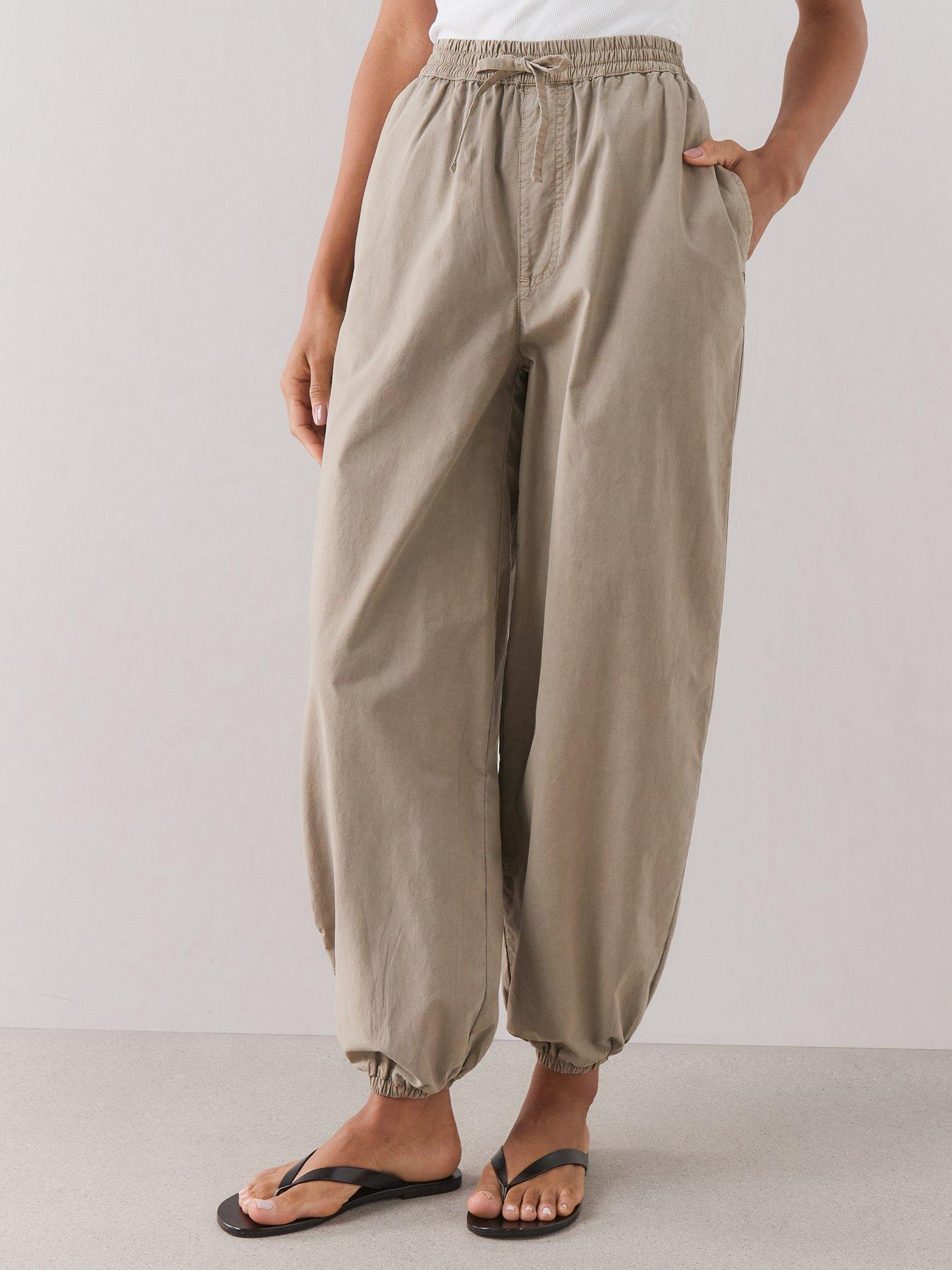 Image 4 of 7 of The Very Collection Cotton Balloon Leg Trousers - Taupe