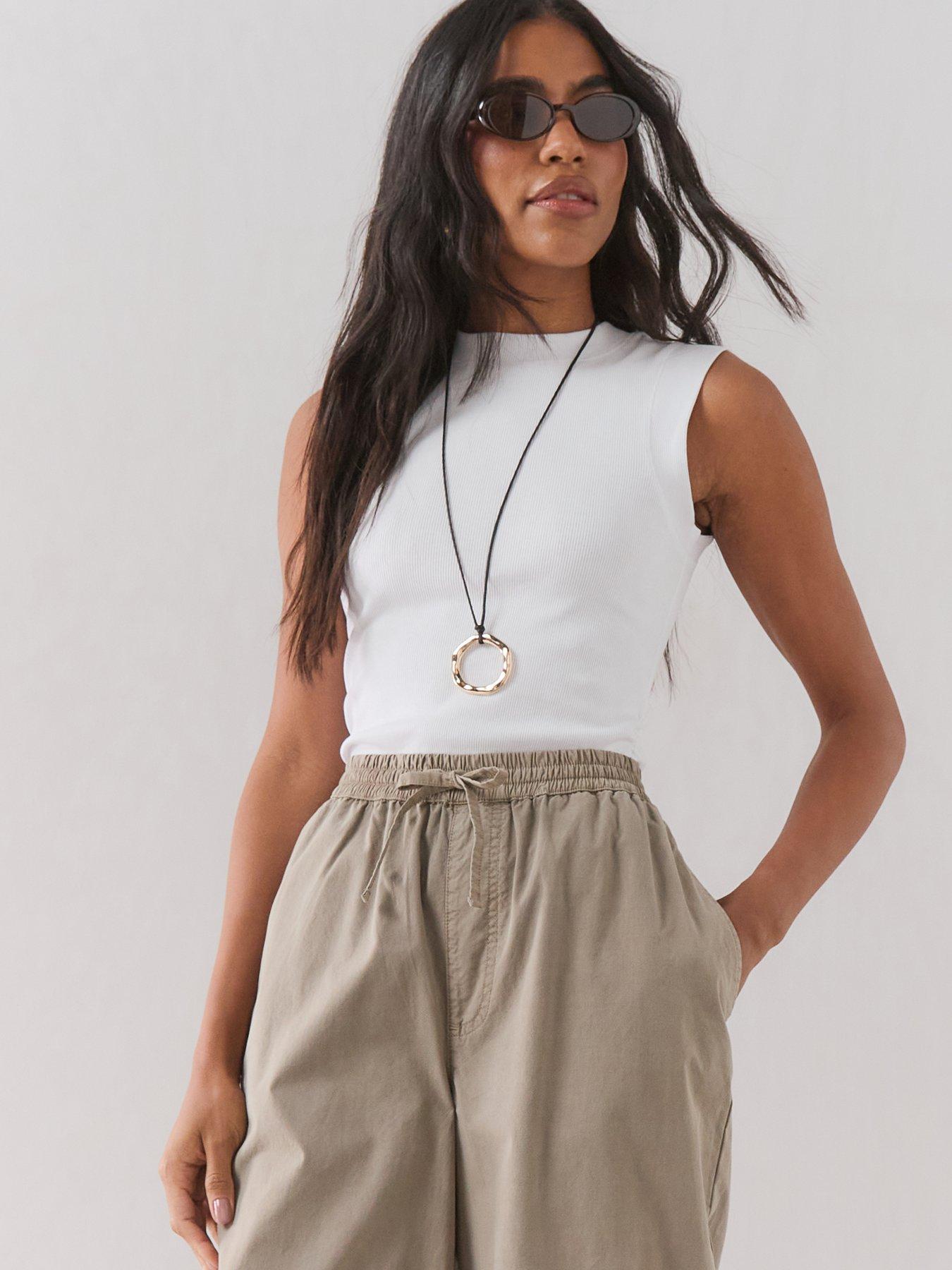 Image 5 of 7 of The Very Collection Cotton Balloon Leg Trousers - Taupe