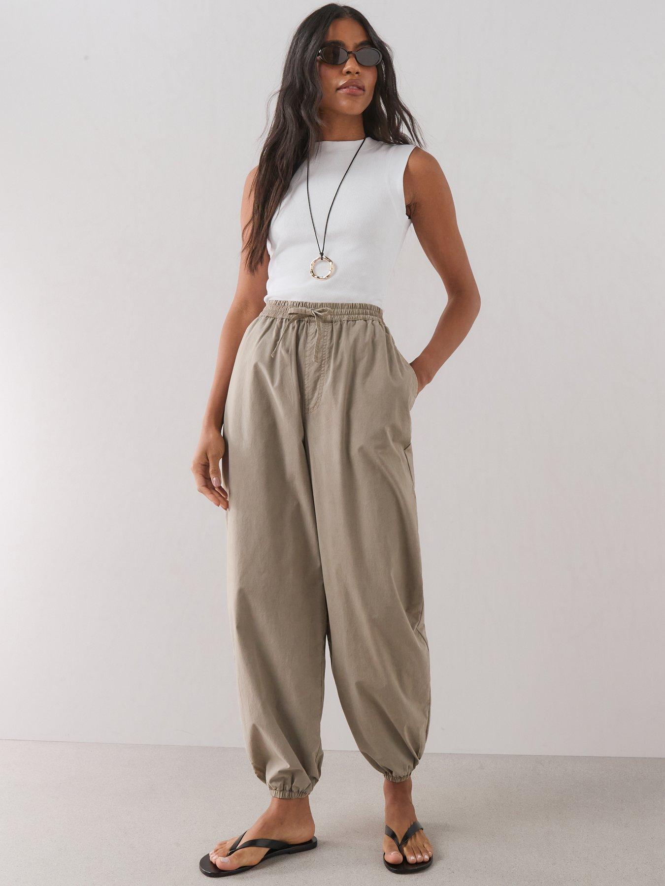 Image 6 of 7 of The Very Collection Cotton Balloon Leg Trousers - Taupe