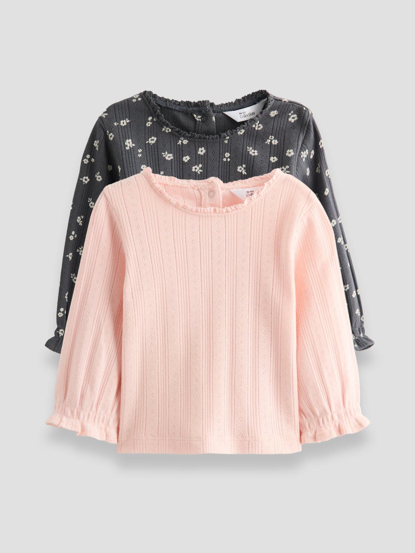 Image 1 of 5 of The Very Collection Baby Girl 2 Pack Pointelle Tops (0-3 months - 18-24 months) - Pink