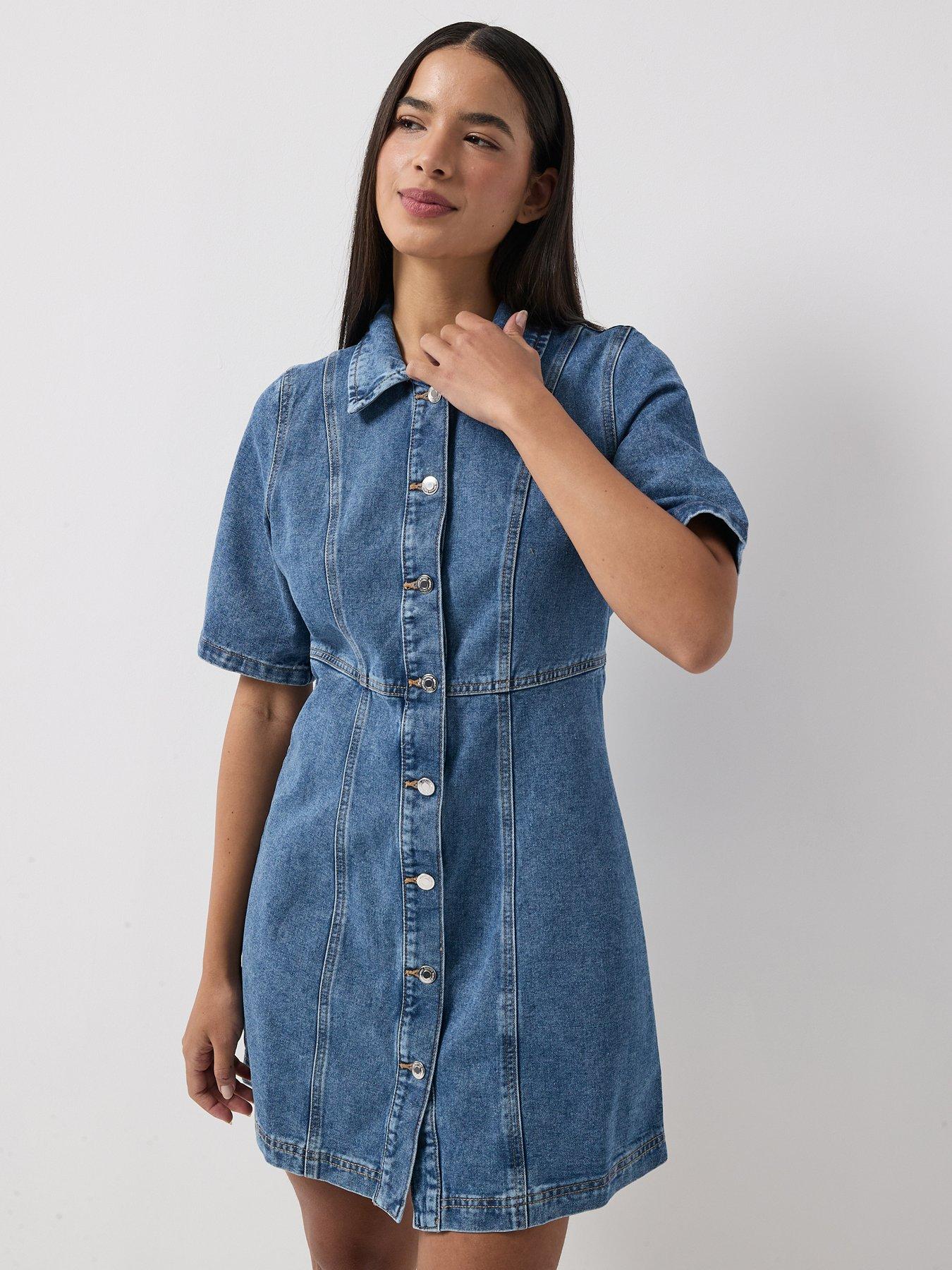 Vero Moda Vmdaisy 2/4 Short Denim Dress Noos