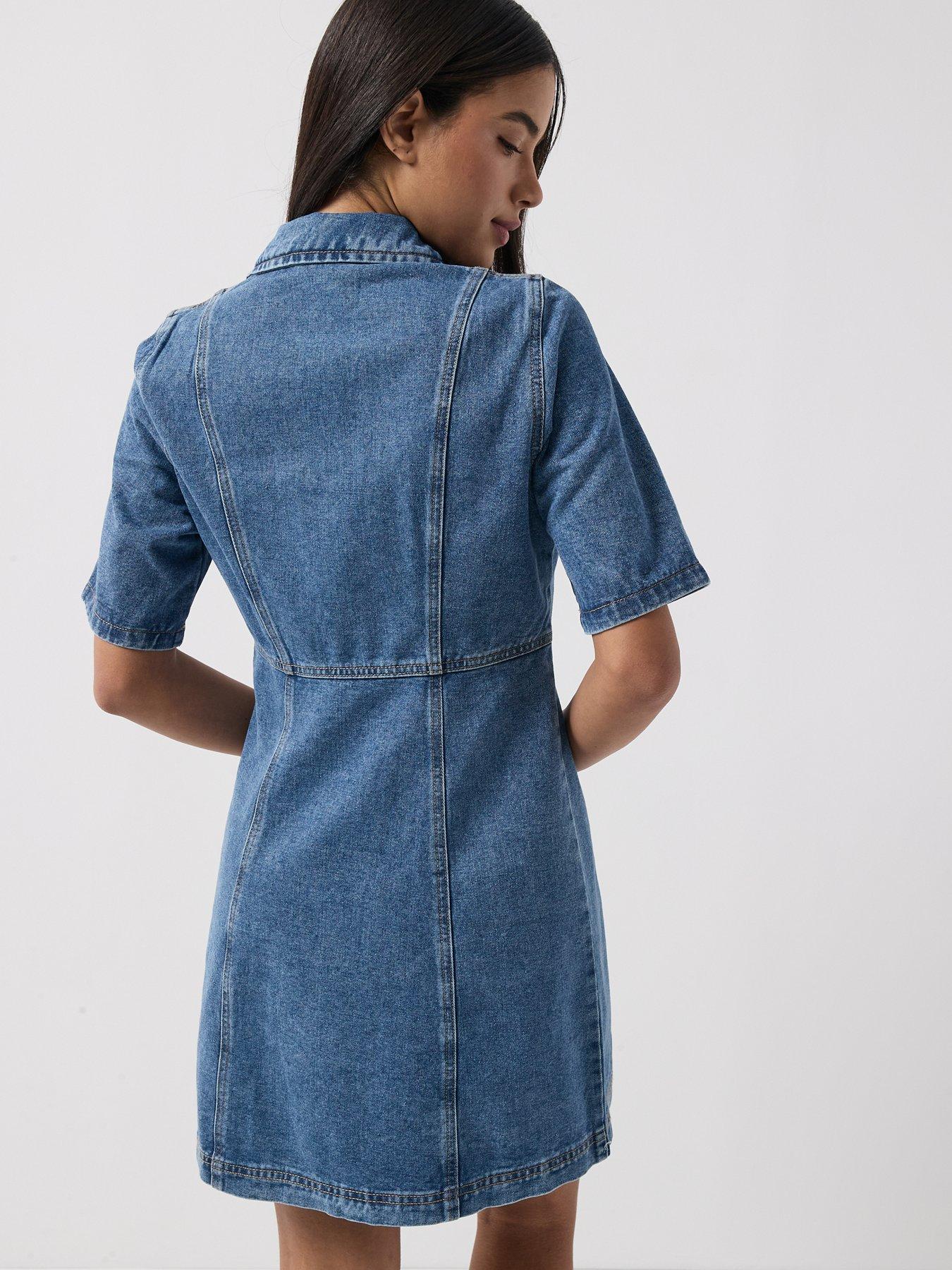 Image 2 of 5 of Vero Moda Vmdaisy 2/4 Short Denim Dress Noos
