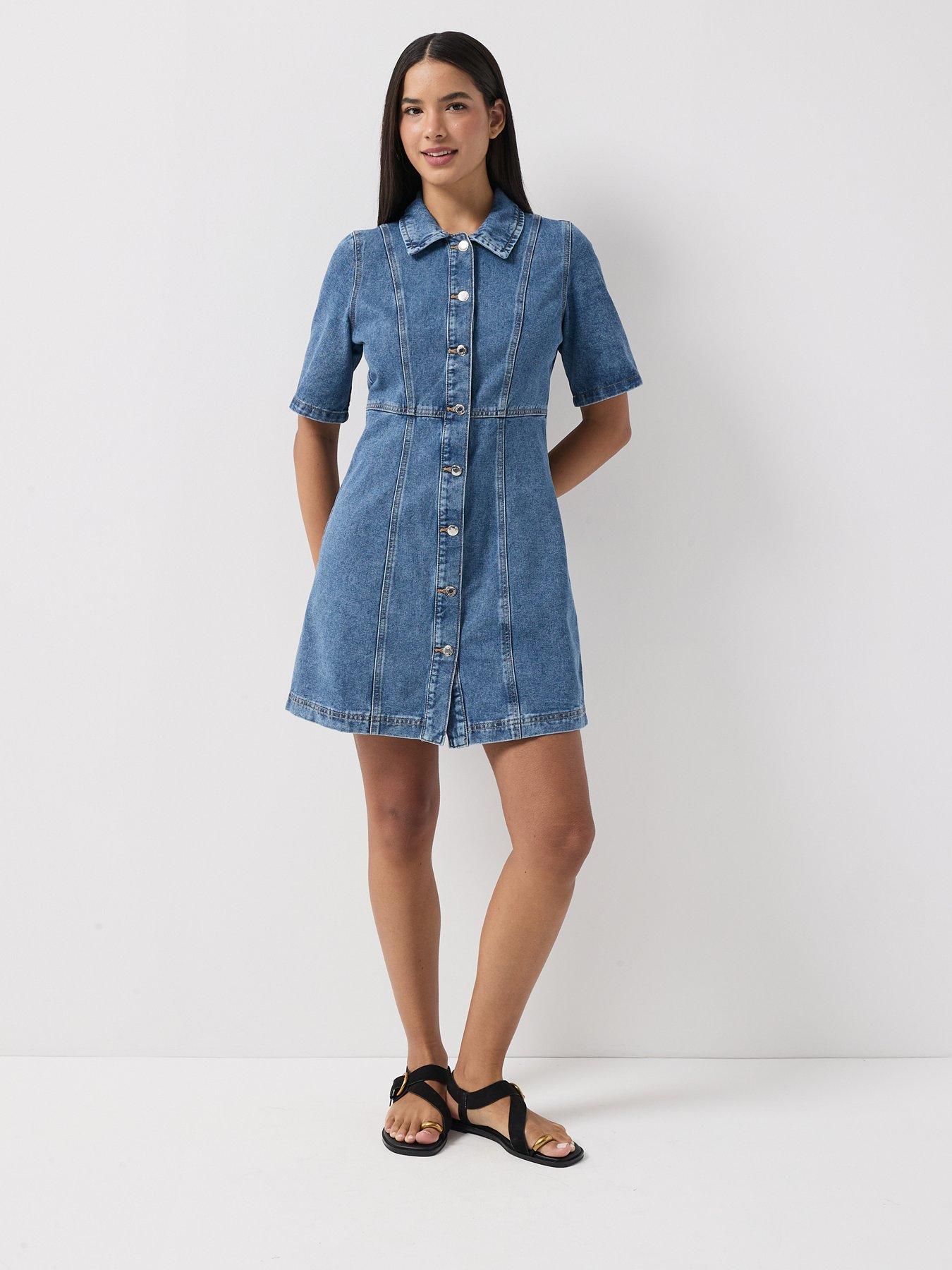 Image 3 of 5 of Vero Moda Vmdaisy 2/4 Short Denim Dress Noos