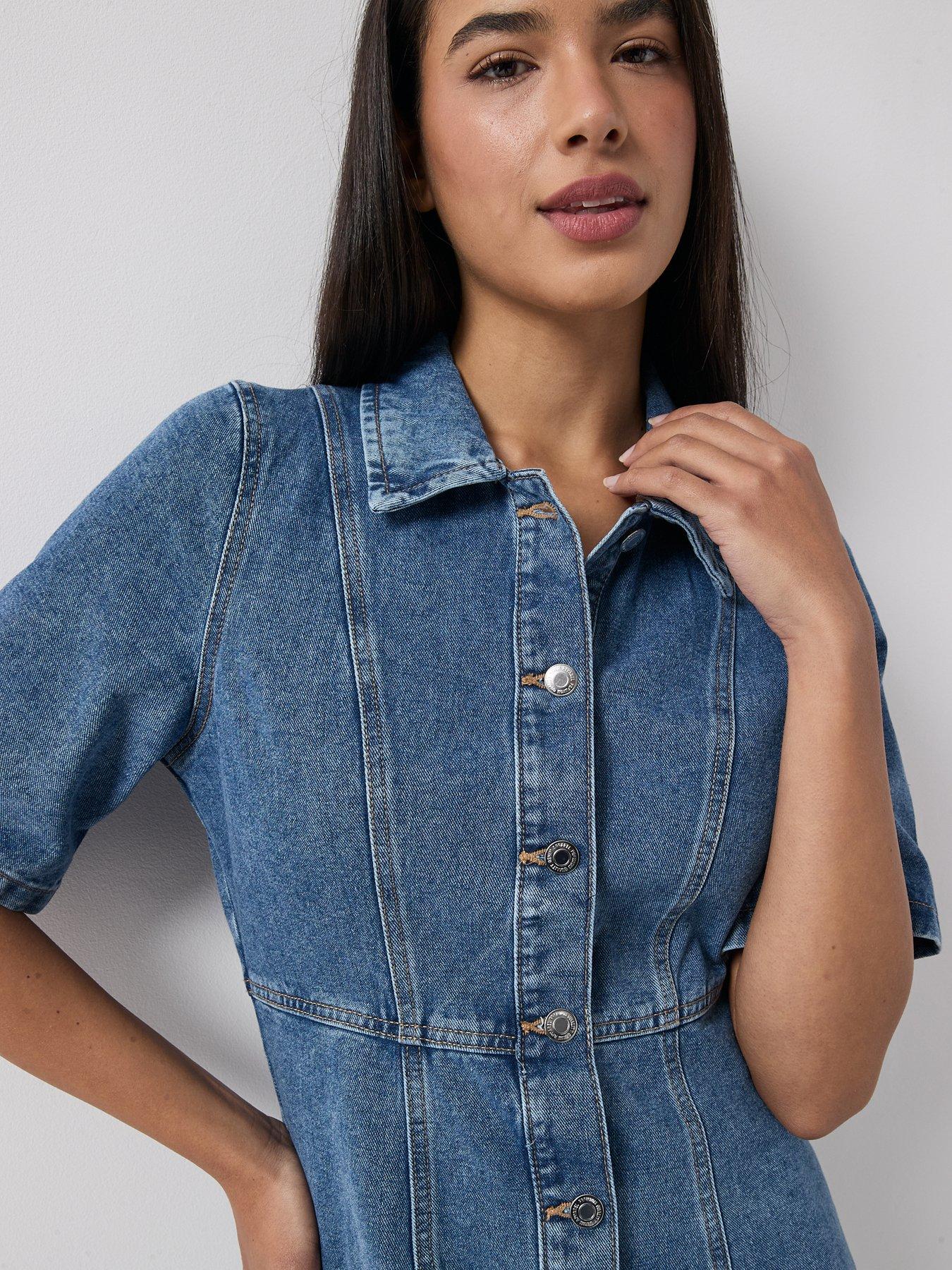 Image 4 of 5 of Vero Moda Vmdaisy 2/4 Short Denim Dress Noos