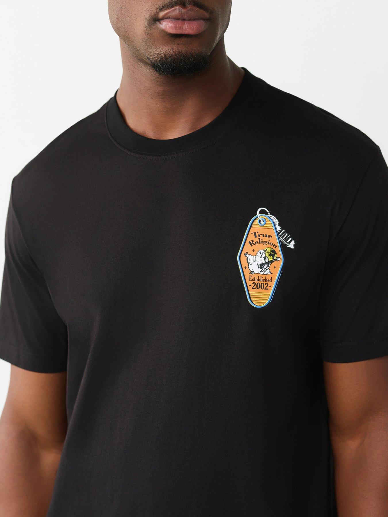 Image 4 of 6 of TRUE RELIGION Buddha Keychain Back Graphic T-Shirt - Black