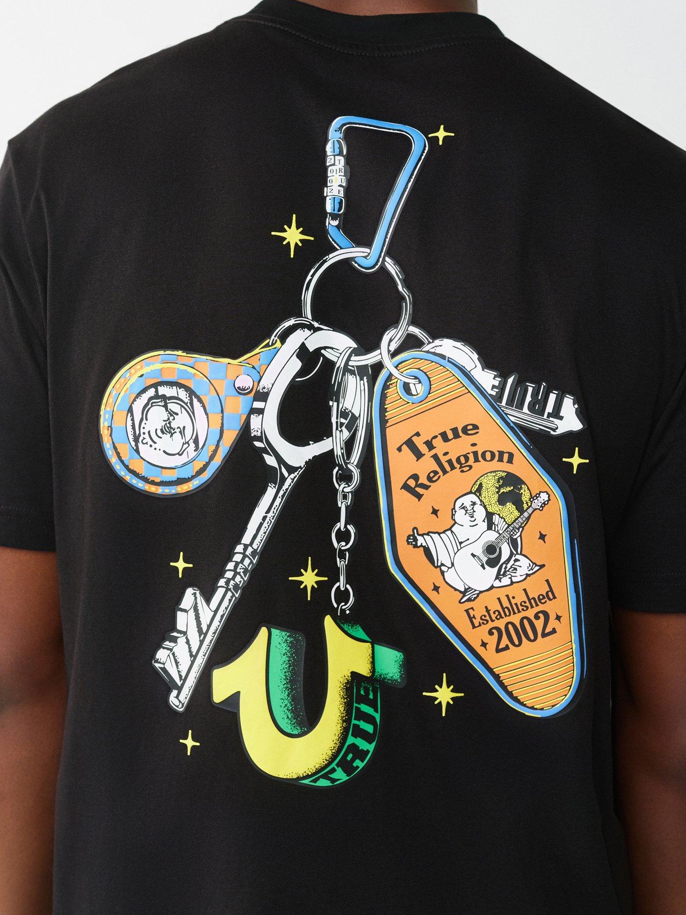 Image 5 of 6 of TRUE RELIGION Buddha Keychain Back Graphic T-Shirt - Black
