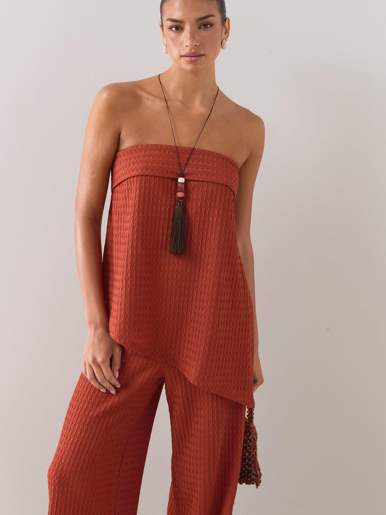 The Very Collection Bandeau Asymmetric Top Co-Ord - Orange | Very