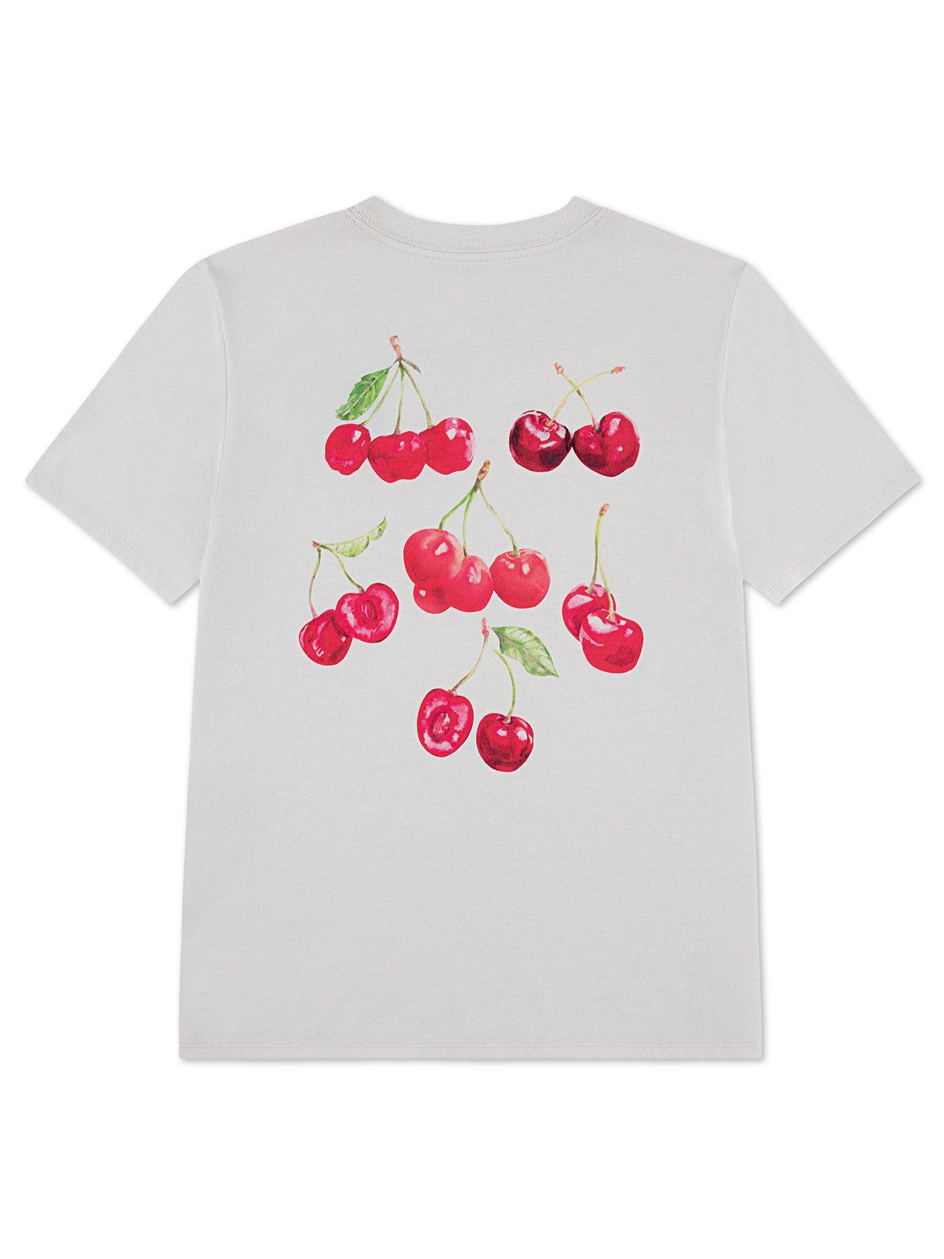 Image 2 of 4 of Abercrombie & Fitch Girls Cherry Boxy Short Sleeve T-Shirt - White