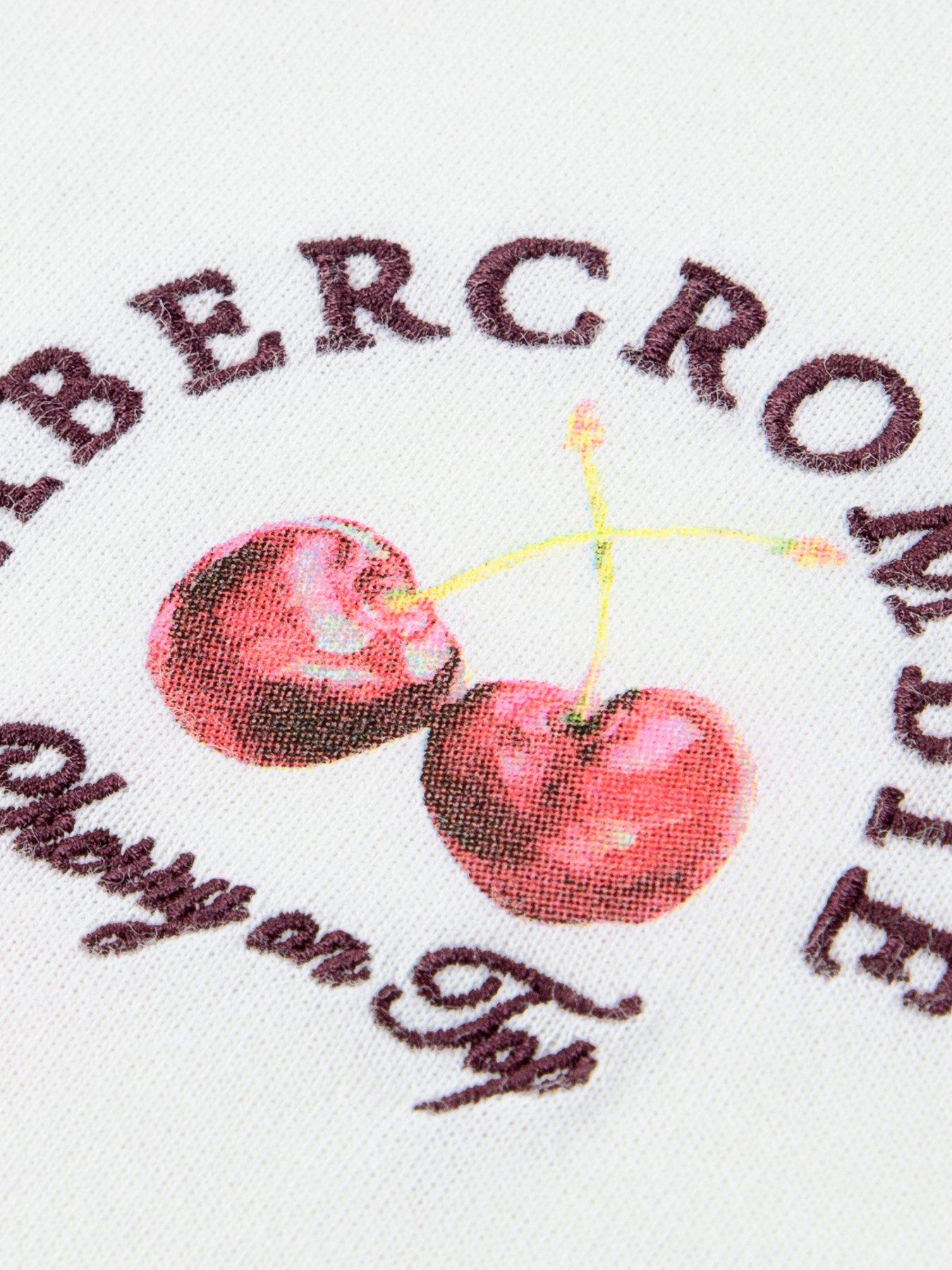 Image 3 of 4 of Abercrombie & Fitch Girls Cherry Boxy Short Sleeve T-Shirt - White