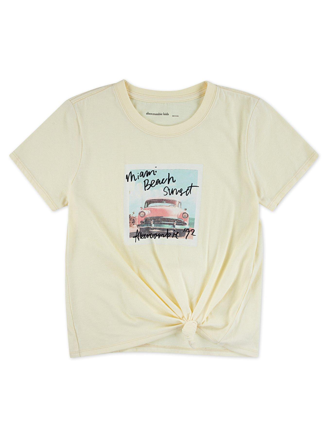 Abercrombie & Fitch Girls Miami Beach Side Knot Short Sleeve T-Shirt - Yellow