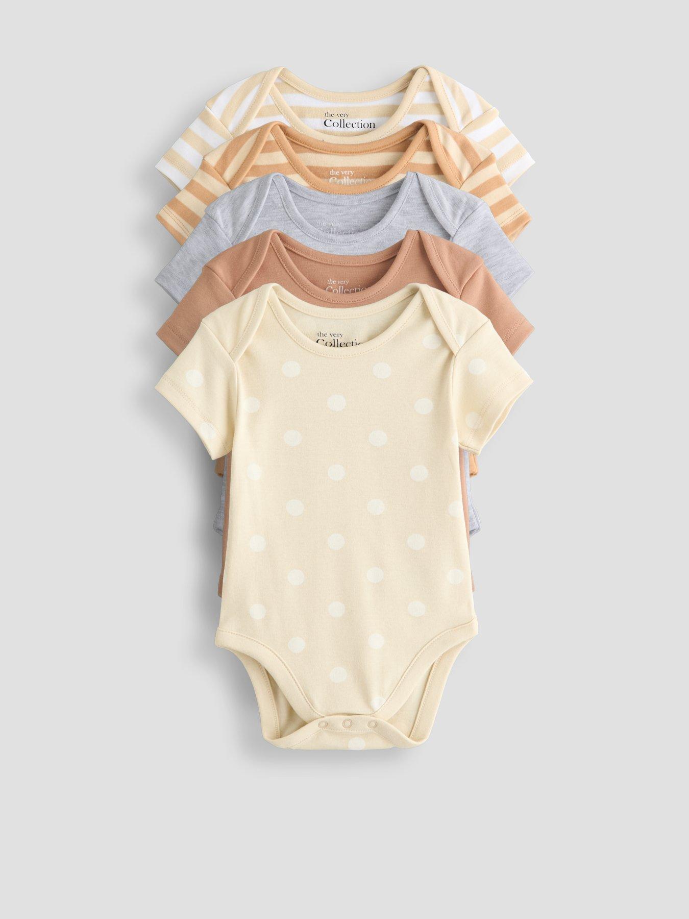 Image 1 of 5 of The Very Collection Unisex 5 Pack Printed Bodysuits - Neutral
