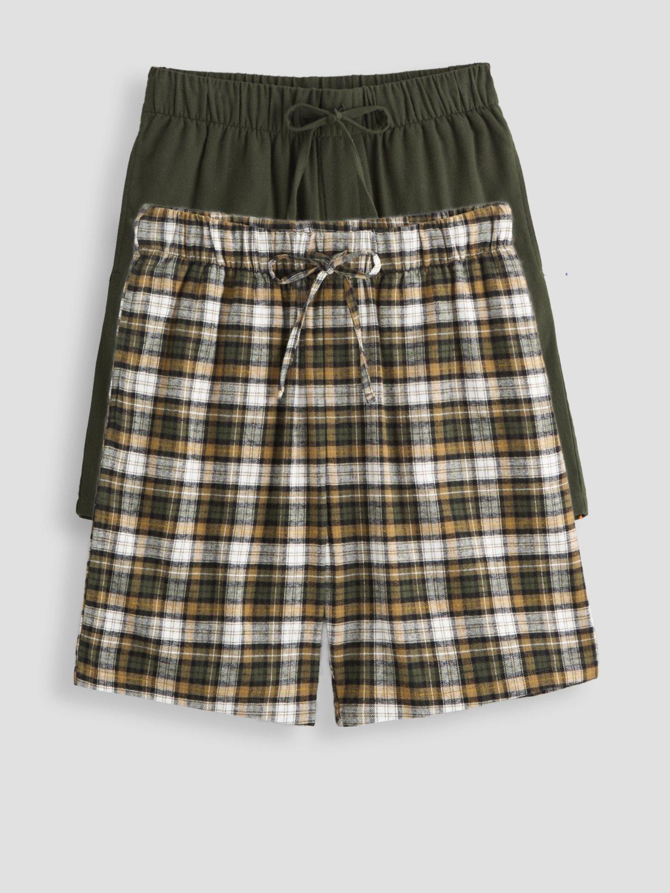 Image 1 of 7 of The Very Collection 2 Pack Cosy Pyjama Shorts - Dark Green